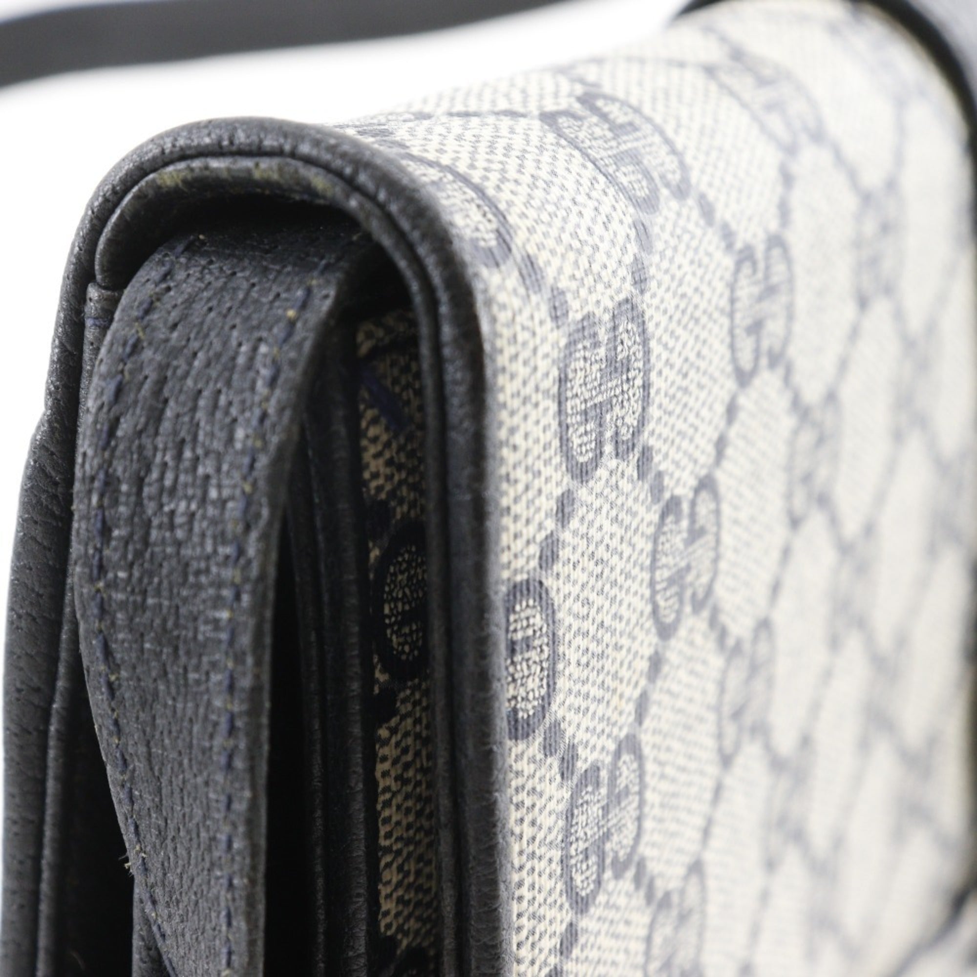 Gucci Gray Navy Gg Plus Shoulder Bag (Pre-Owned)