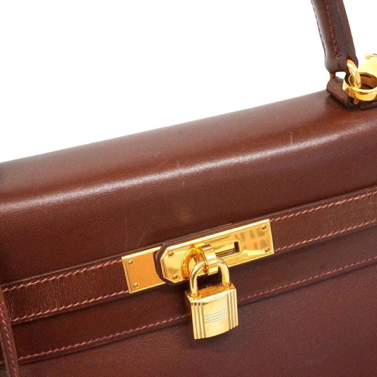 Hermes Noisette Box Calf Leather Handbag (Pre-Owned)