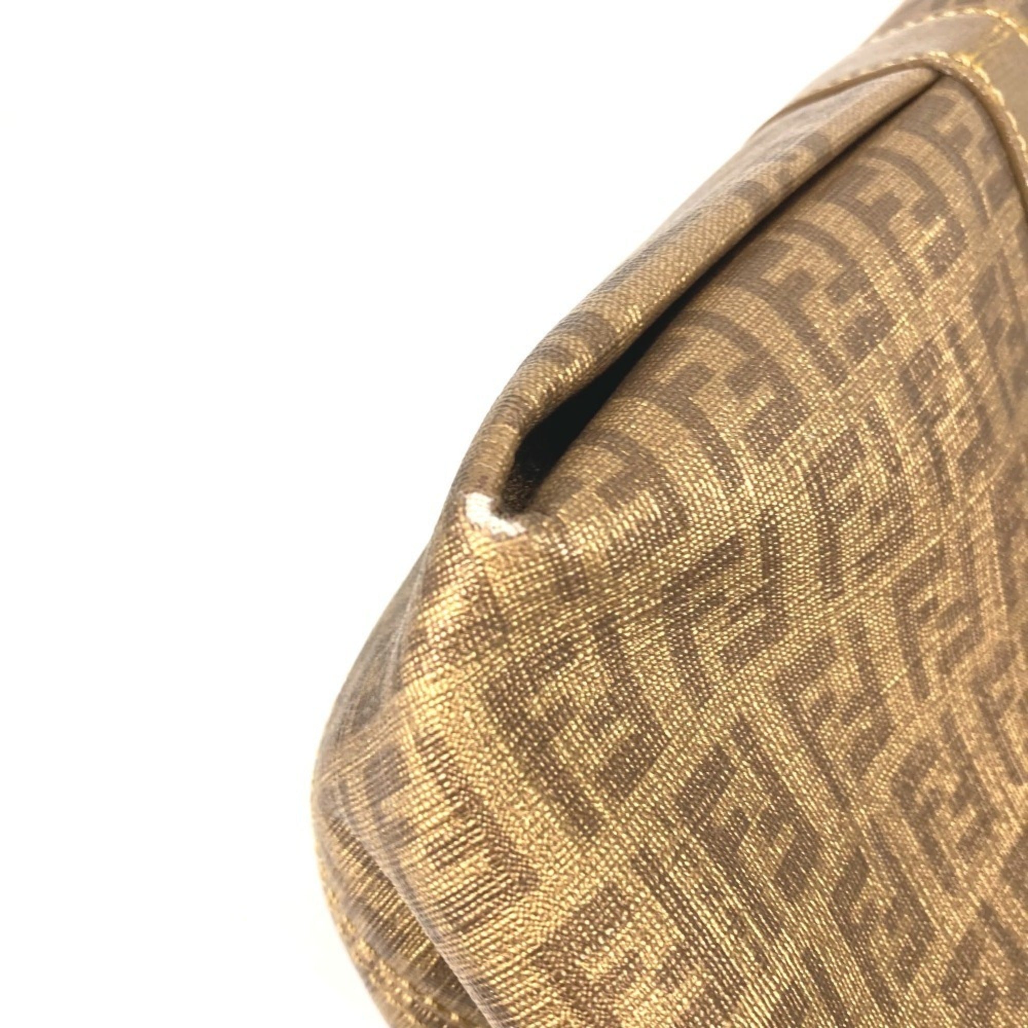 Fendi Gold Zucca Pvc Leather Shoulder Bag Tote Bag (Pre-Owned)