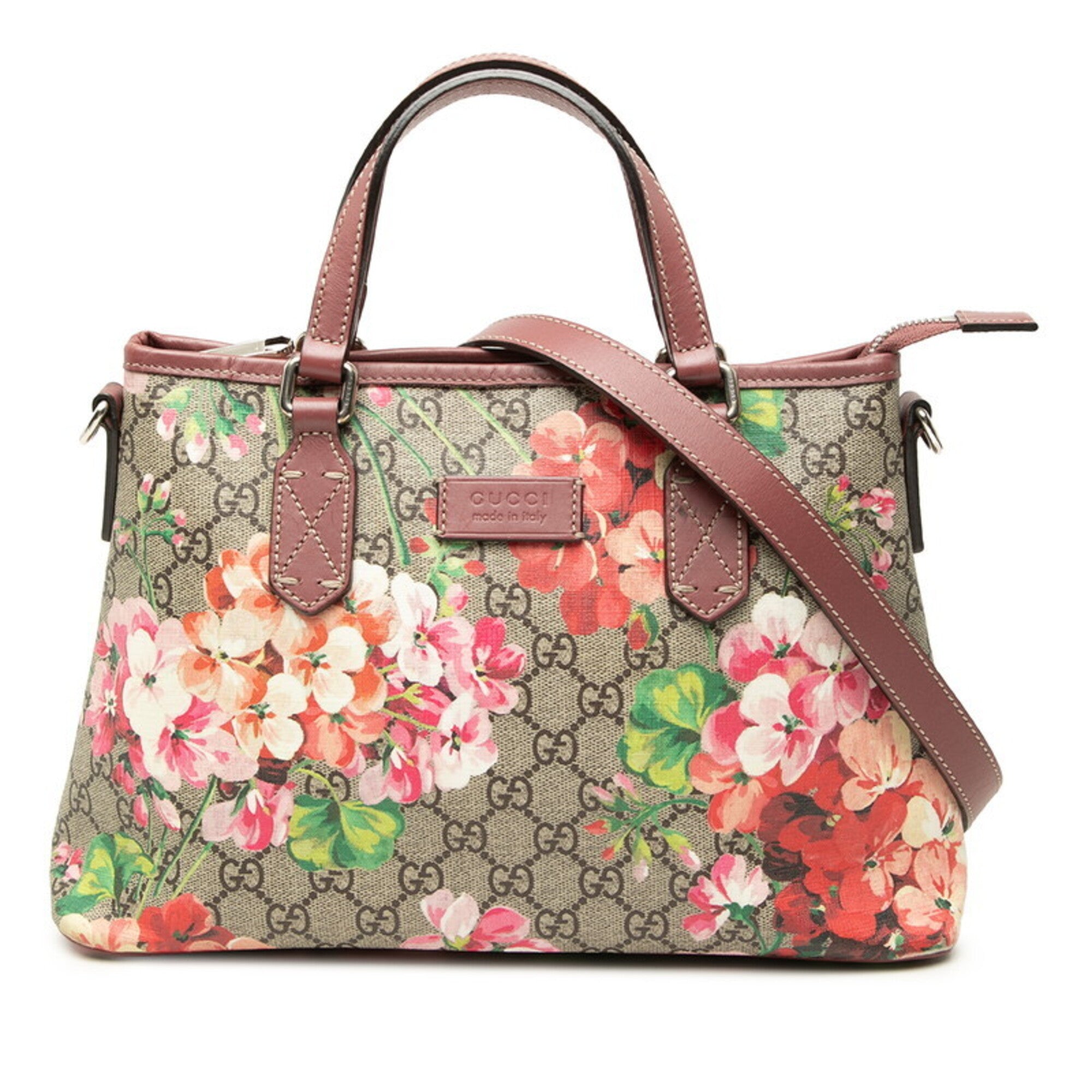 Gucci Gg Blooms Beige Pink Pvc Leather Handbag Shoulder Bag (Pre-Owned)