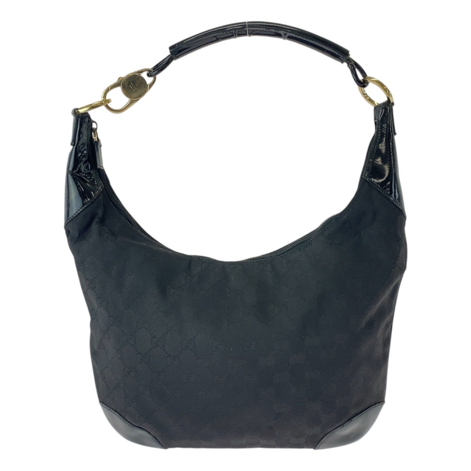 Gucci Black Gg Canvas Leather Shoulder Bag (Pre-Owned)