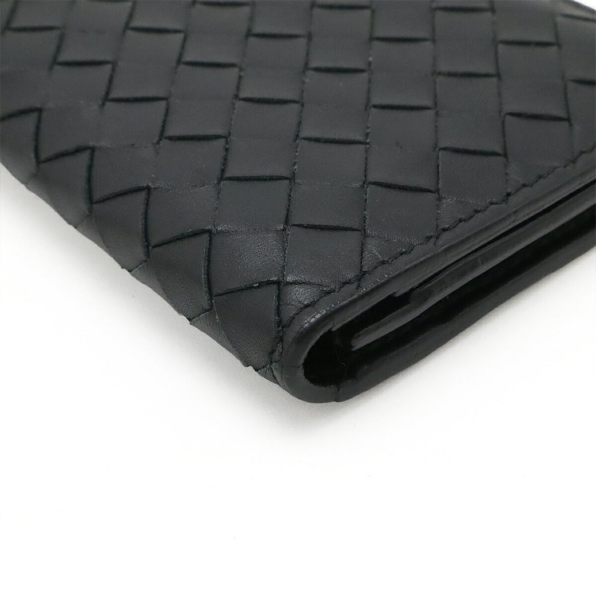 Bottega Veneta Intrecciato Black Leather Long Bill Wallet (Bi-Fold) (Pre-Owned)