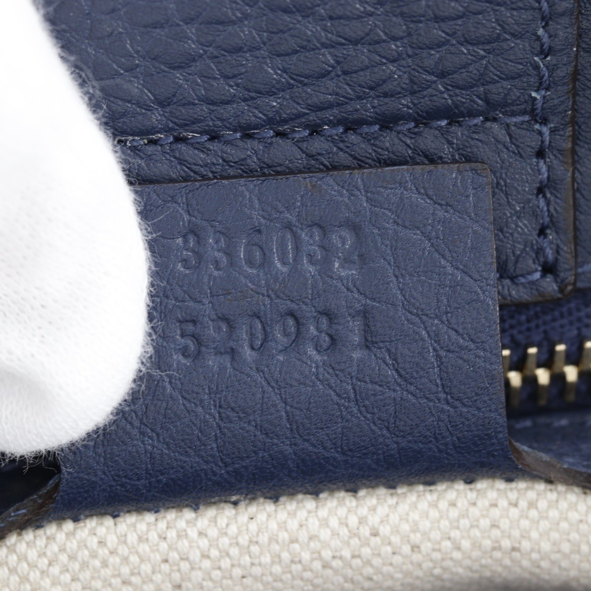 Gucci Navy Leather Handbag Tote Bag (Pre-Owned)