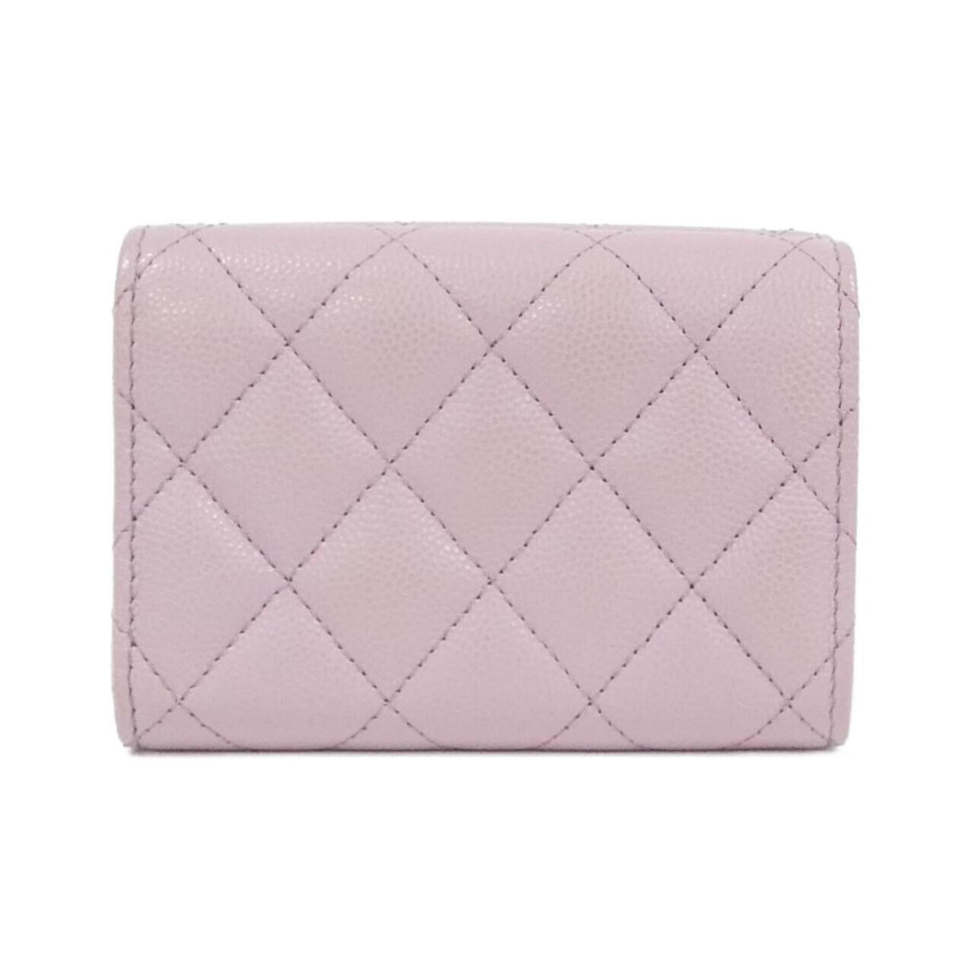 Chanel Pink Grained Calfskin Wallet (Tri-Fold) (Pre-Owned)