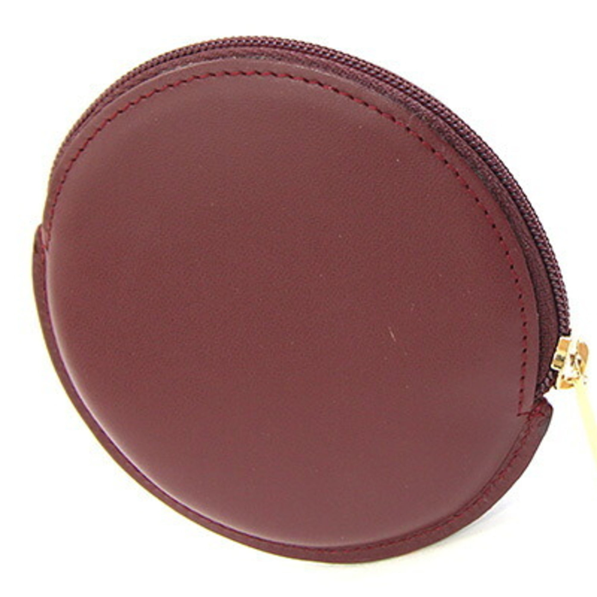 Cartier Bordeaux Leather Coin Purse/Coin Case (Pre-Owned)