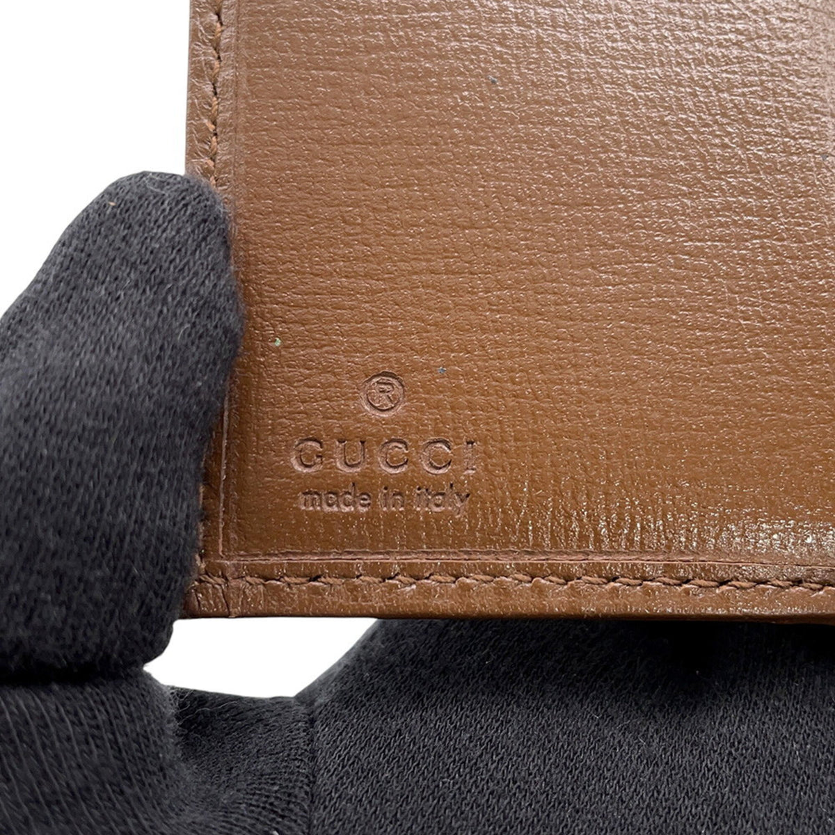 Gucci Beige Brown Canvas Leather Wallet (Tri-Fold) (Pre-Owned)