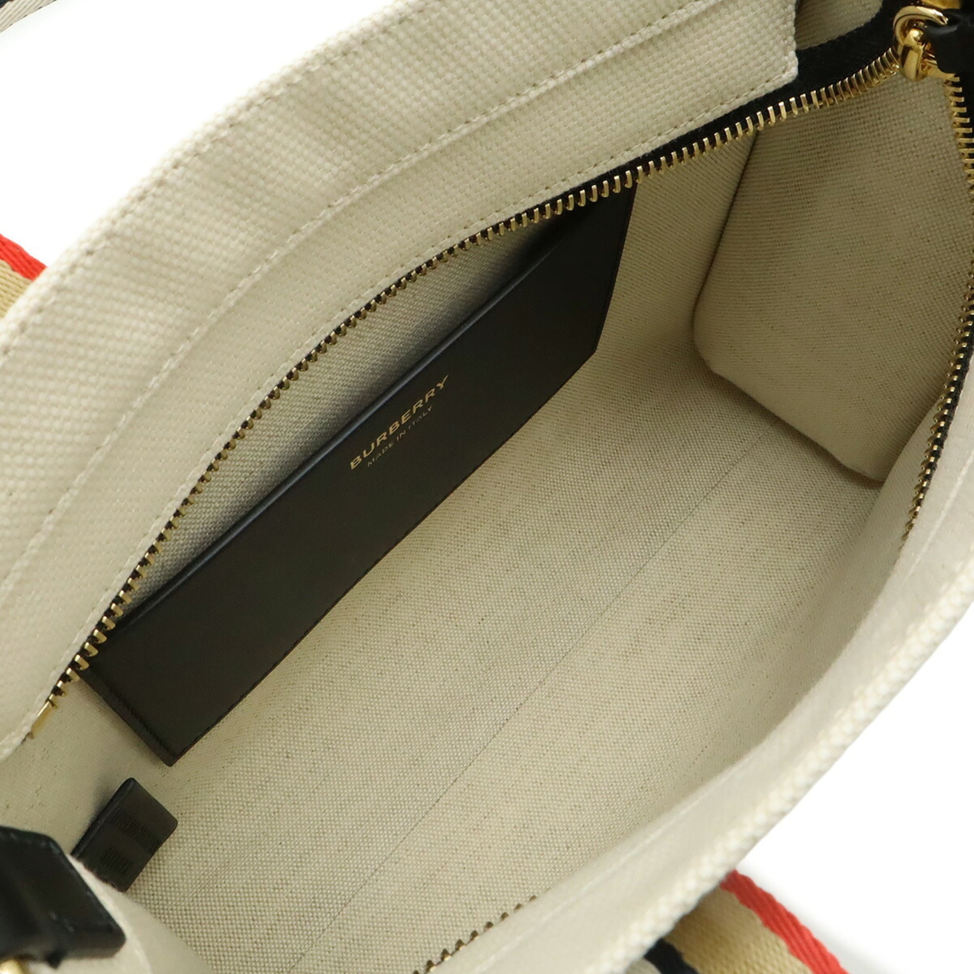 Burberry Beige Multi-Color Canvas Leather Shoulder Bag Tote Bag