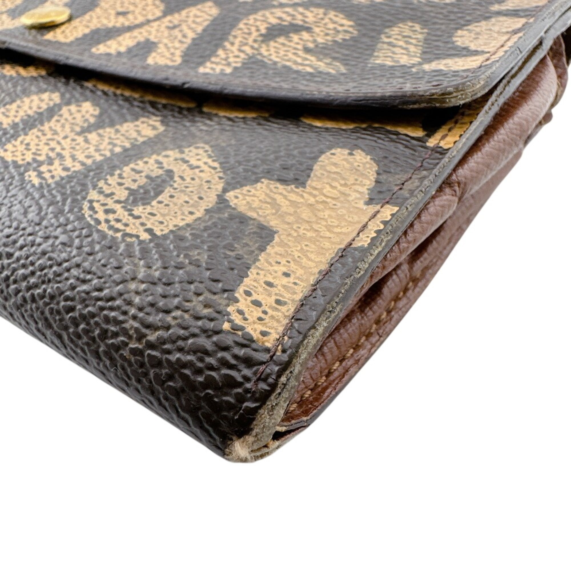 Louis Vuitton Brown Leather Long Wallet (Tri-Fold) (Pre-Owned)