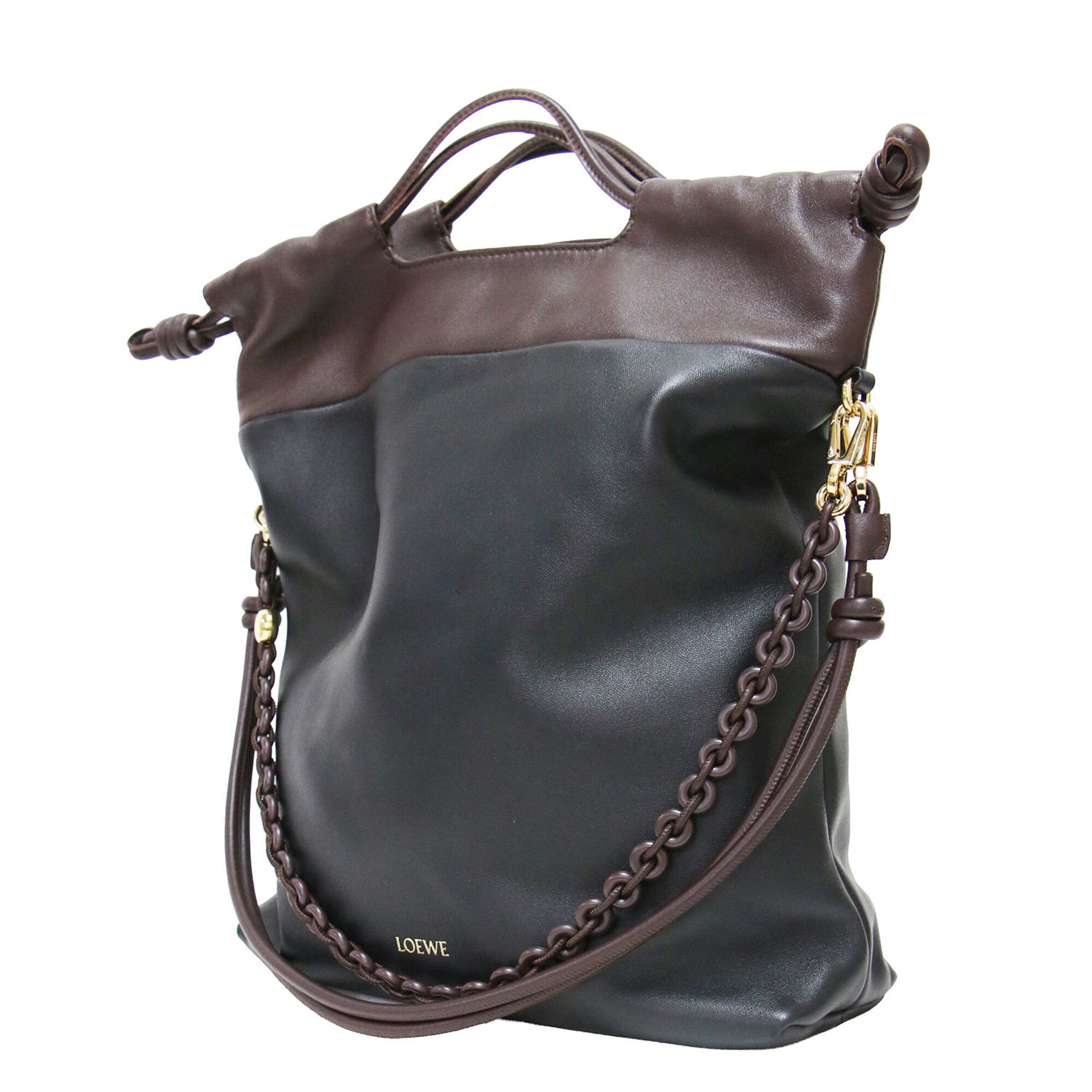Loewe Black Brown Leather Shoulder Bag (Pre-Owned)
