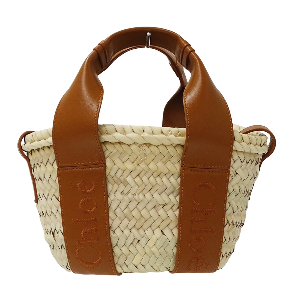Chloé Brown Raffia Leather Basket Handbag Shoulder Bag (Pre-Owned)