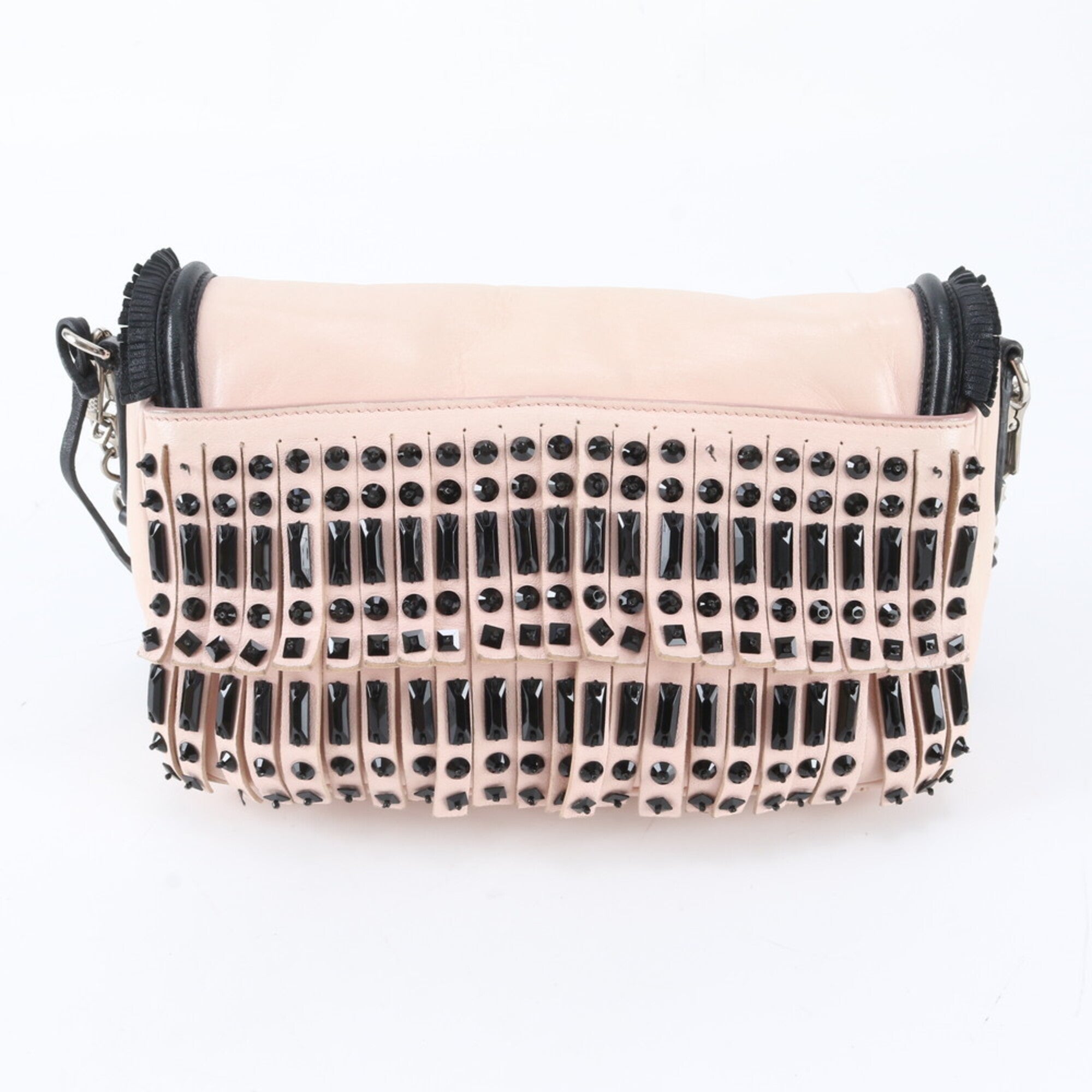 Prada Baby Pink Black Leather Shoulder Bag (Pre-Owned)