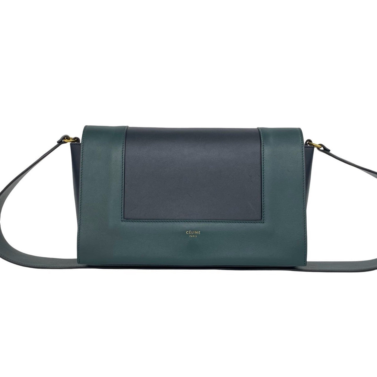 Celine Green Navy Leather Pochette Shoulder Bag (Pre-Owned)