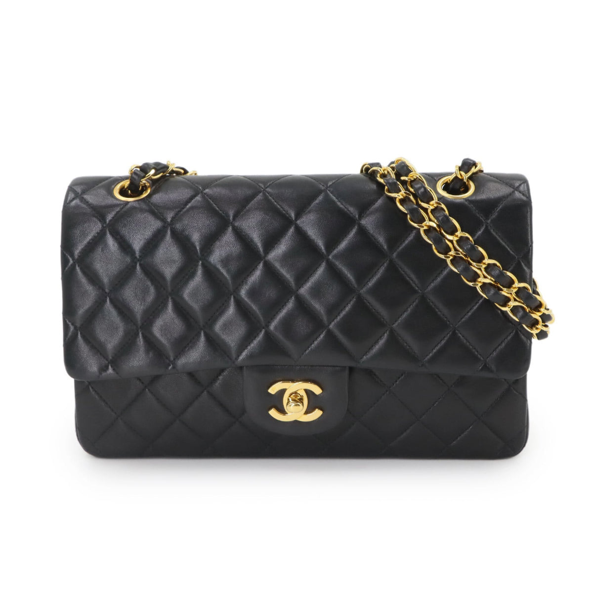 Chanel Matelasse Black Leather Handbag Shoulder Bag (Pre-Owned)