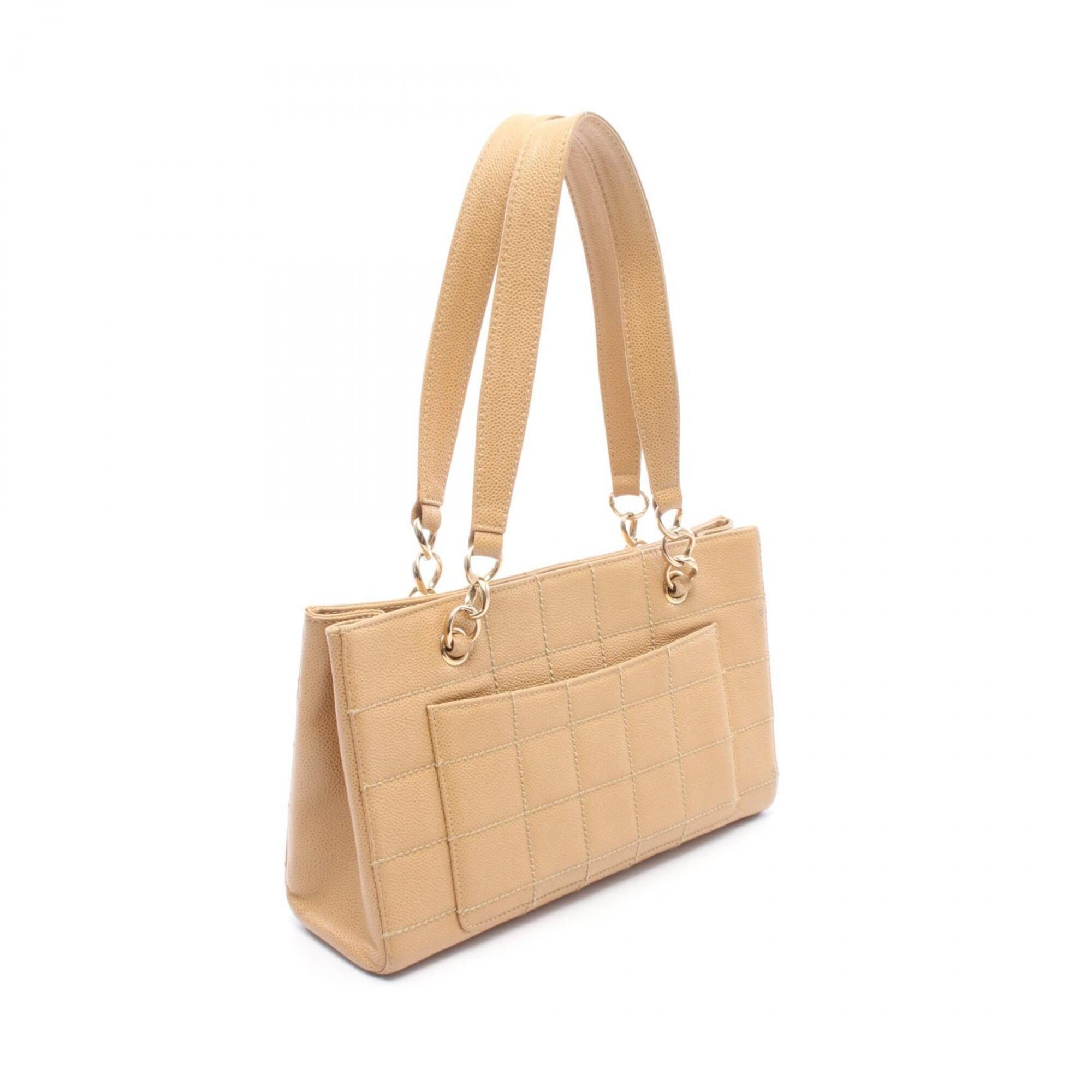 Chanel Beige Grained Calfskin Handbag Tote Bag (Pre-Owned)