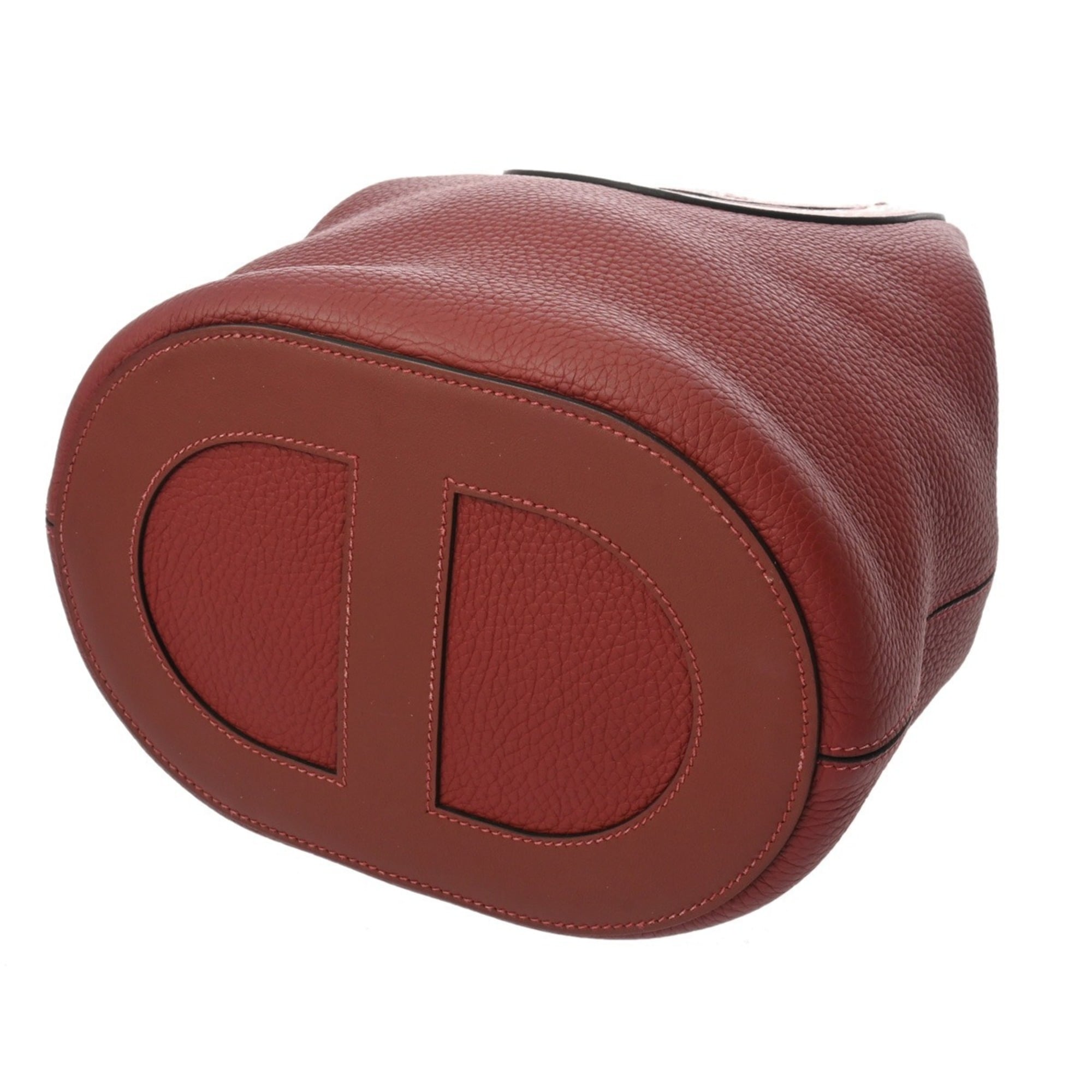 Hermes Rouge H Taurillon Clemence Leather Swift Leather Handbag (Pre-Owned)
