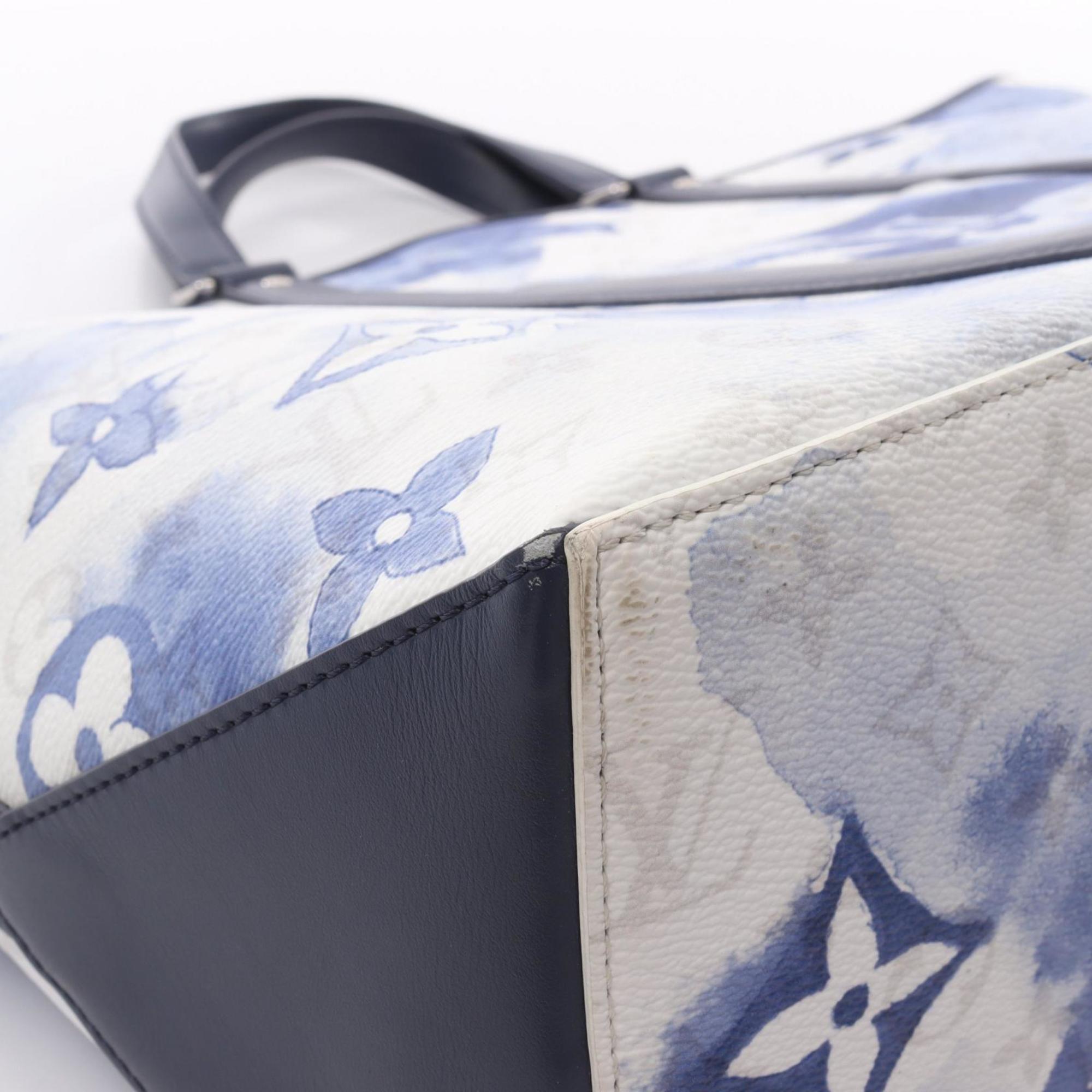 Louis Vuitton Blue White Coated Canvas Leather Handbag Tote Bag (Pre-Owned)