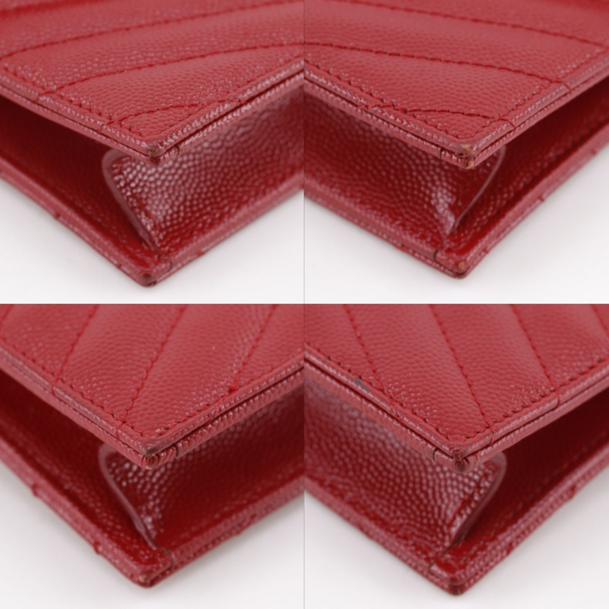Yves Saint Laurent Red Color Leather Shoulder Bag (Pre-Owned)
