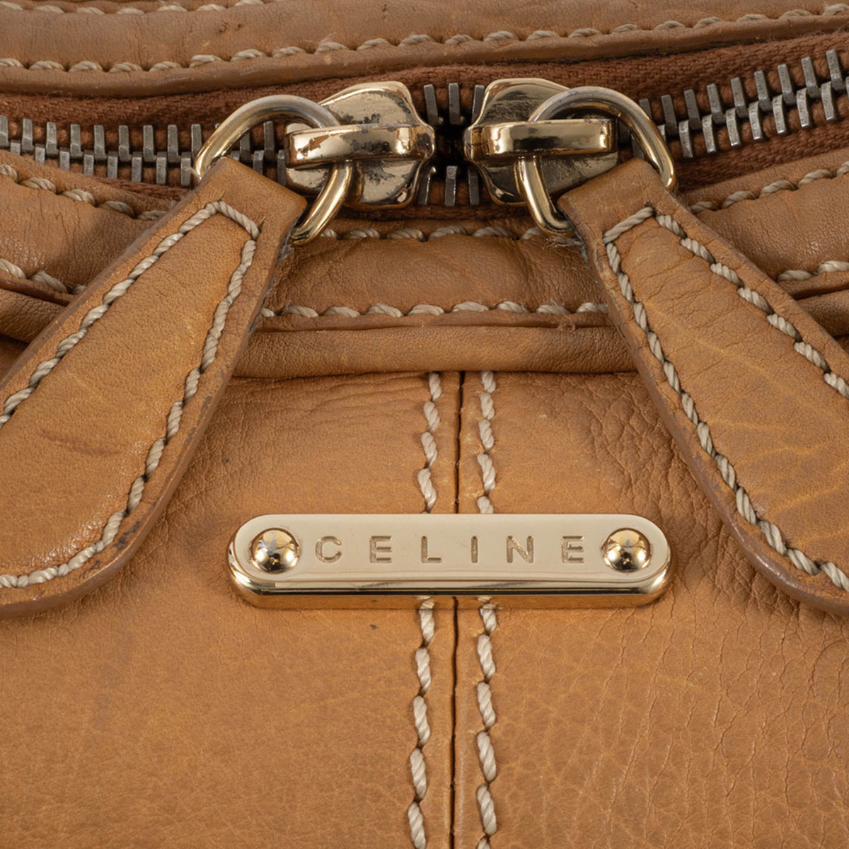Celine Beige Leather Shoulder Bag (Pre-Owned)