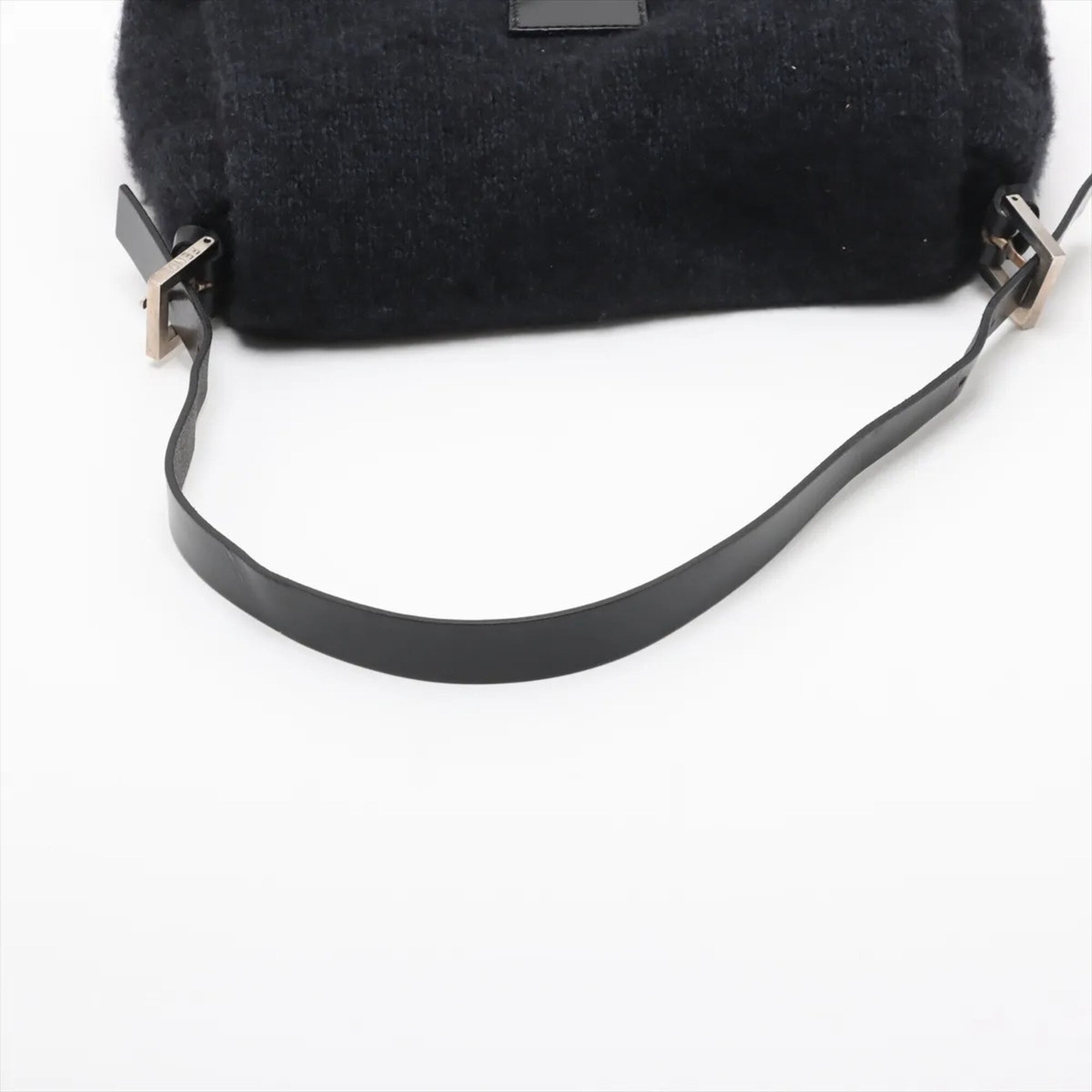 Fendi Black Navy Leather Handbag Shoulder Bag Tote Bag (Pre-Owned)