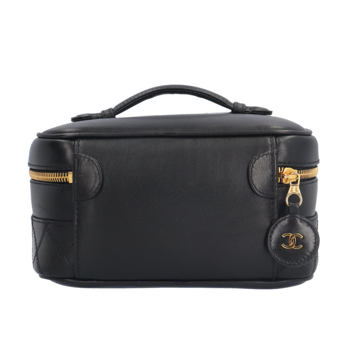 Chanel Black Leather Handbag Vanity Bag (Pre-Owned)