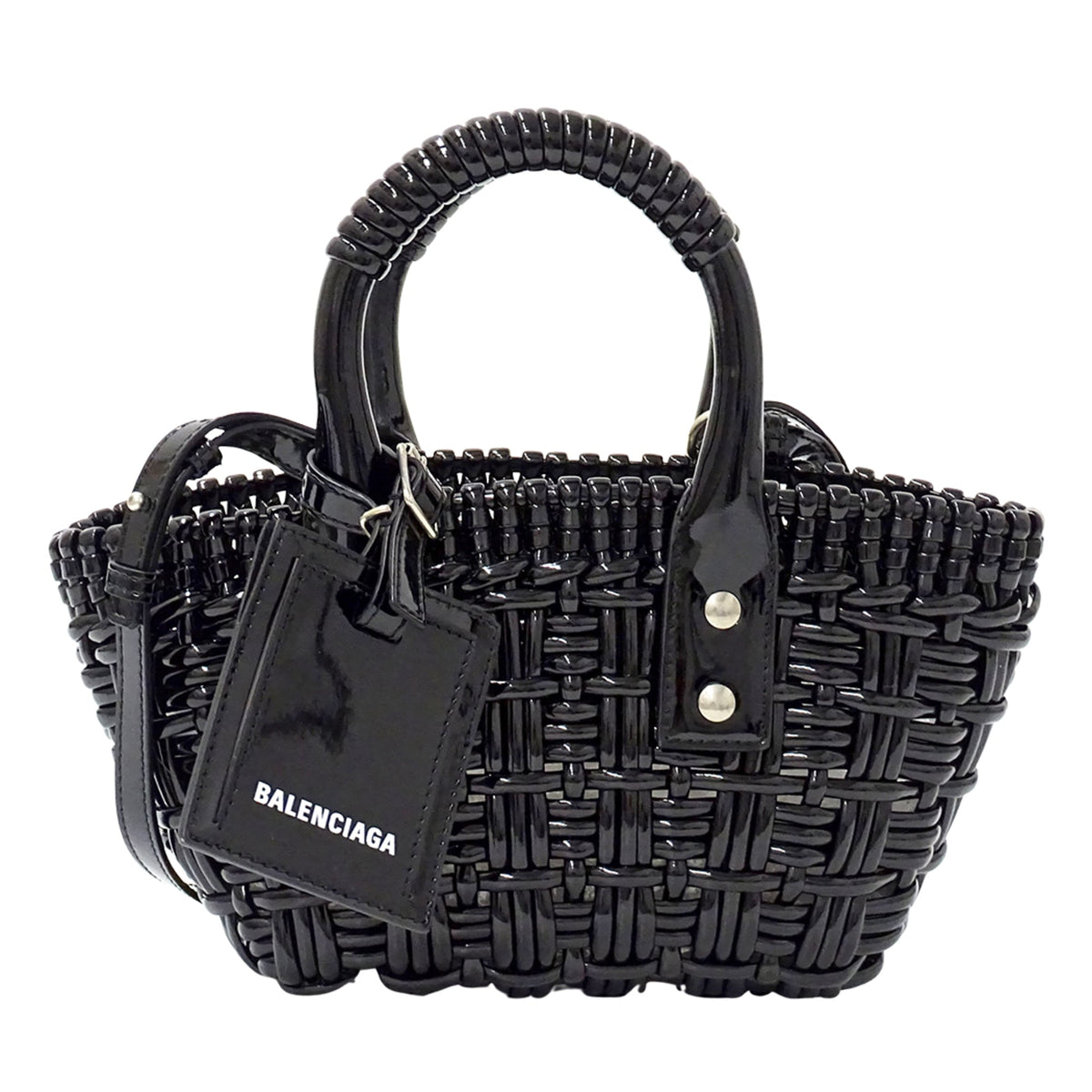 Balenciaga Black Leather Basket Handbag Shoulder Bag (Pre-Owned)