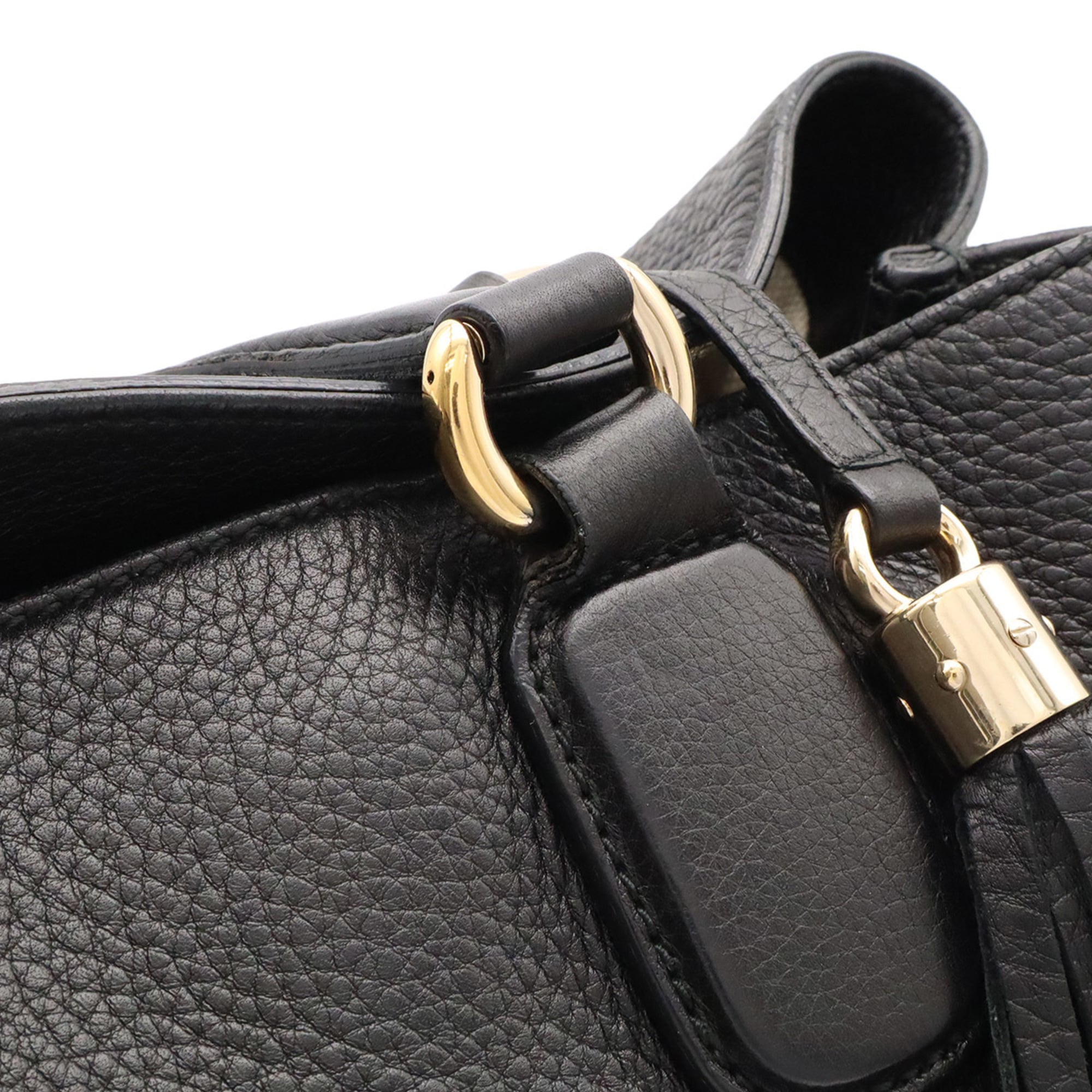 Gucci Black Yellow Leather Shoulder Bag Tote Bag (Pre-Owned)