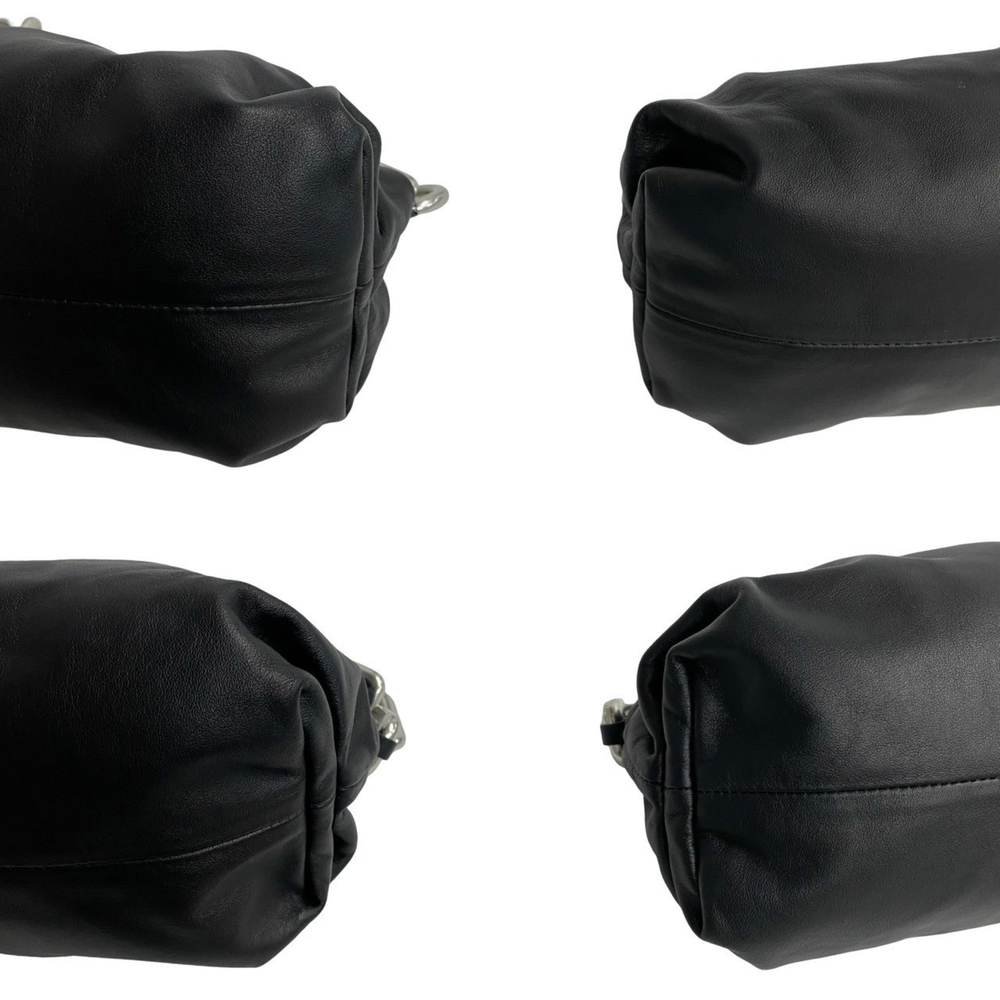 Bottega Veneta Black Silver Leather Handbag Pouch Shoulder Bag (Pre-Owned)