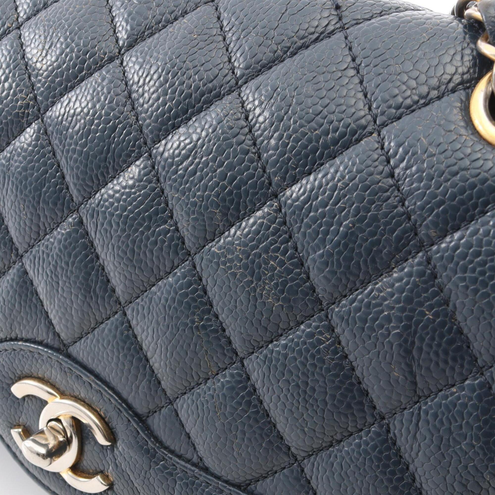 Chanel Navy Grained Calfskin Handbag Shoulder Bag (Pre-Owned)