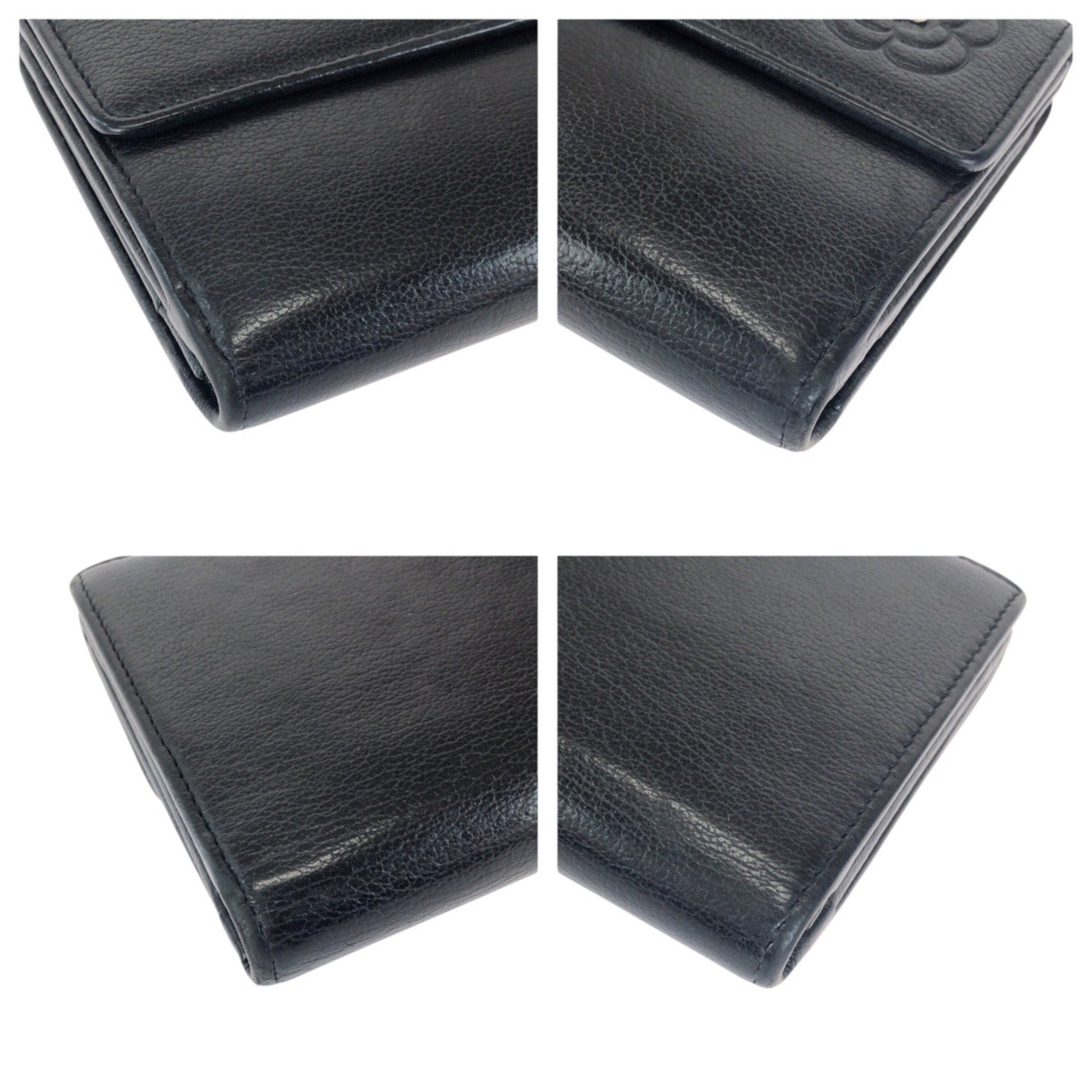 Chanel Black Leather Long Wallet (Bi-Fold) (Pre-Owned)
