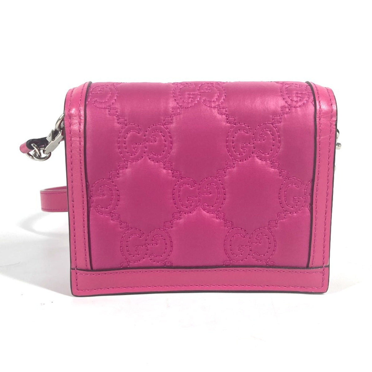 Gucci Pink Leather Nylon Pochette Shoulder Bag (Pre-Owned)