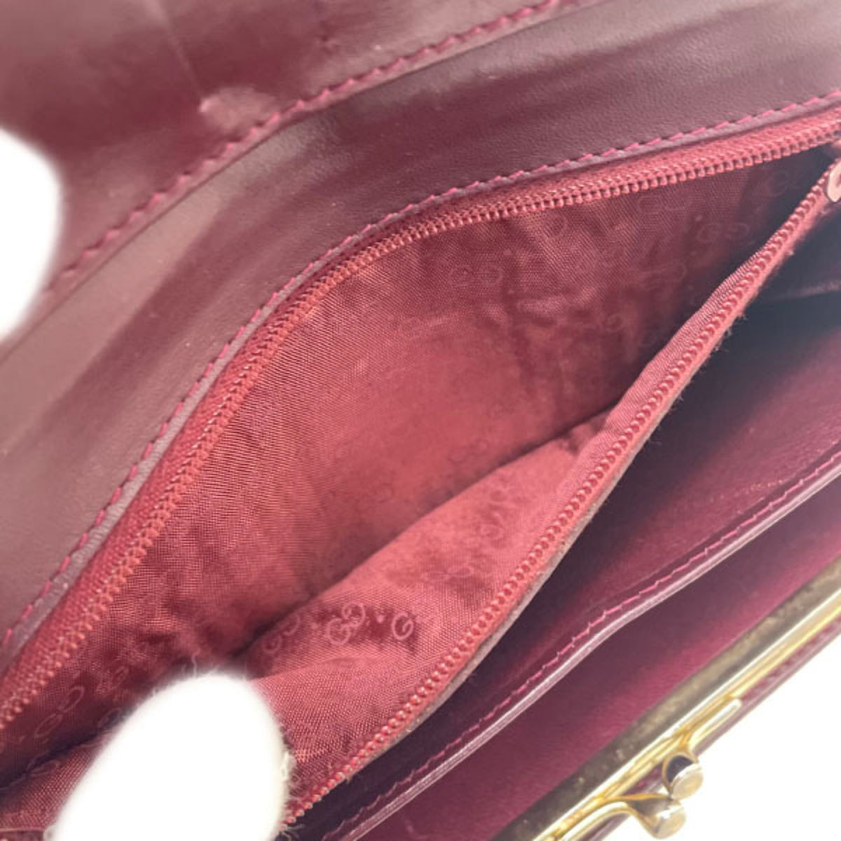 Gucci Bordeaux Leather Long Wallet (Bi-Fold) (Pre-Owned)