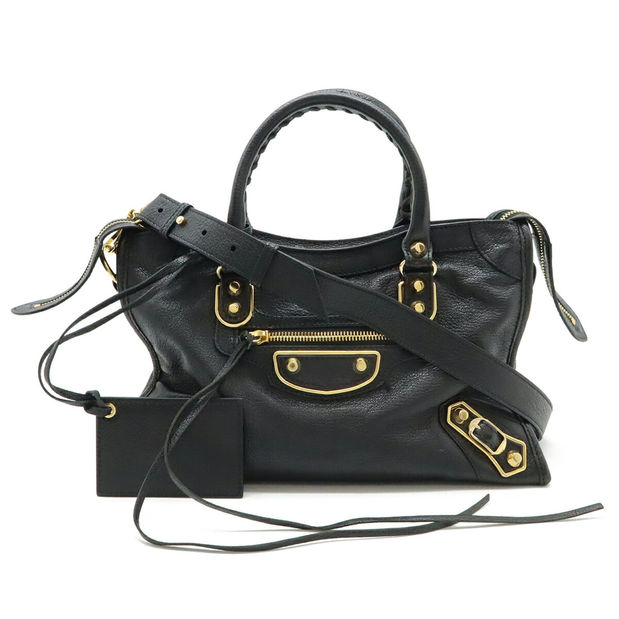 Balenciaga Black Leather Handbag Shoulder Bag (Pre-Owned)
