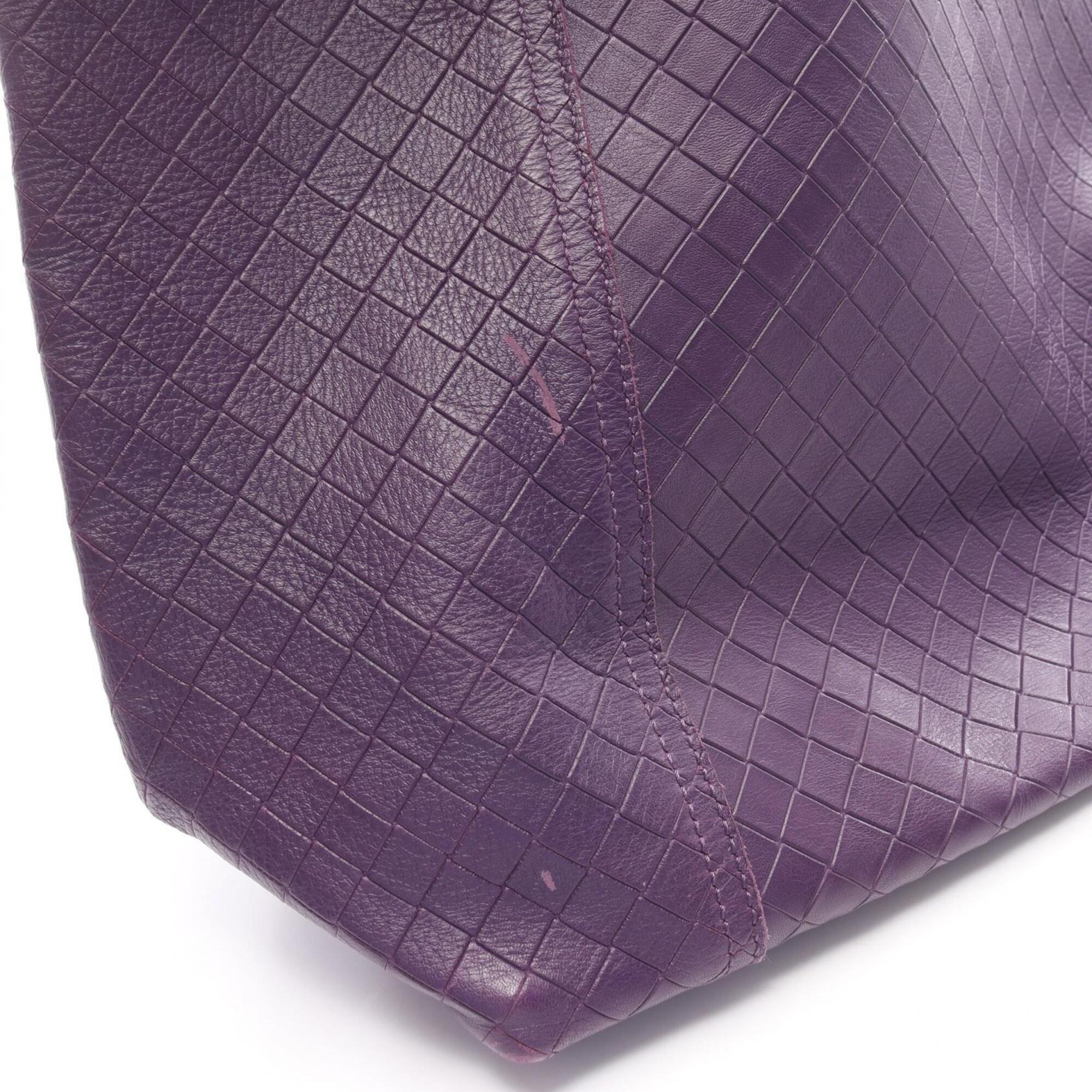 Bottega Veneta Purple Leather Handbag Tote Bag (Pre-Owned)