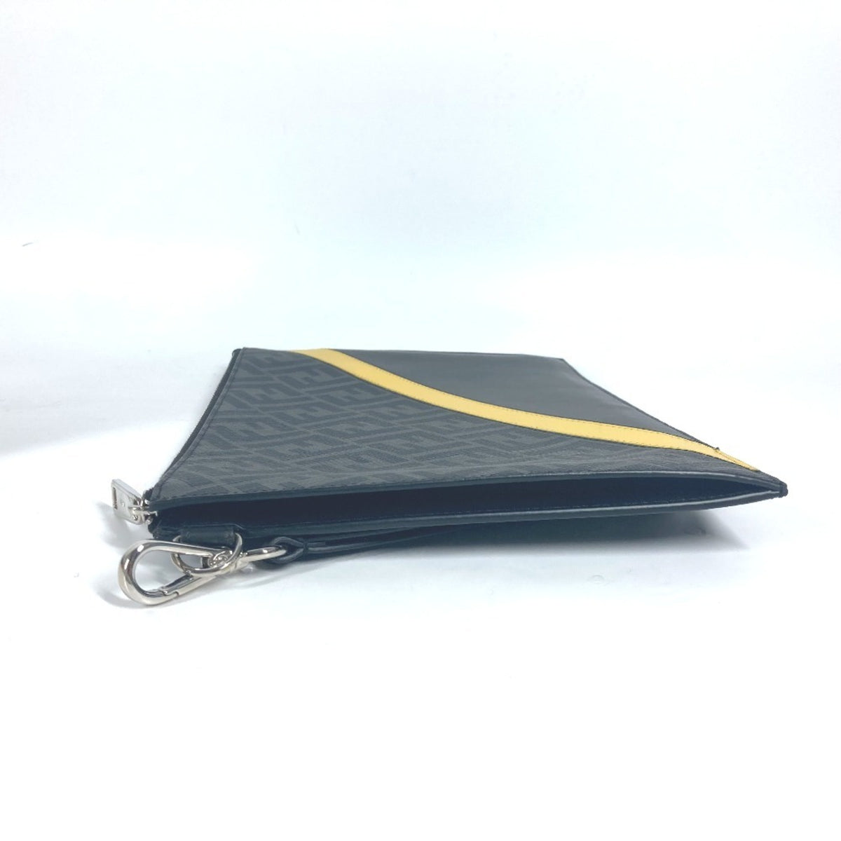 Fendi Black Gray Yellow Leather Clutch Bag Pouch (Pre-Owned)