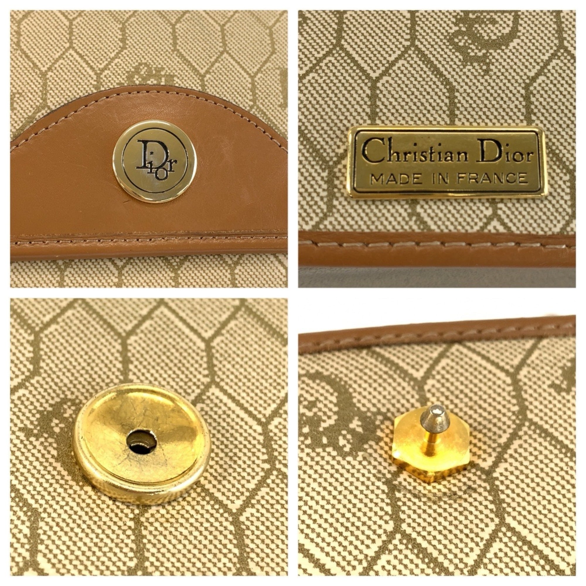 Christian Dior Beige Pvc Handbag Shoulder Bag (Pre-Owned)