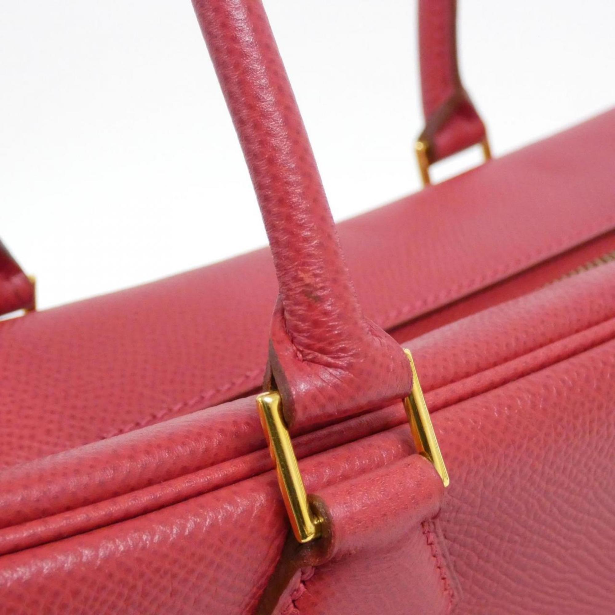 Hermes Rouge Vif Courchevel Leather Handbag (Pre-Owned)