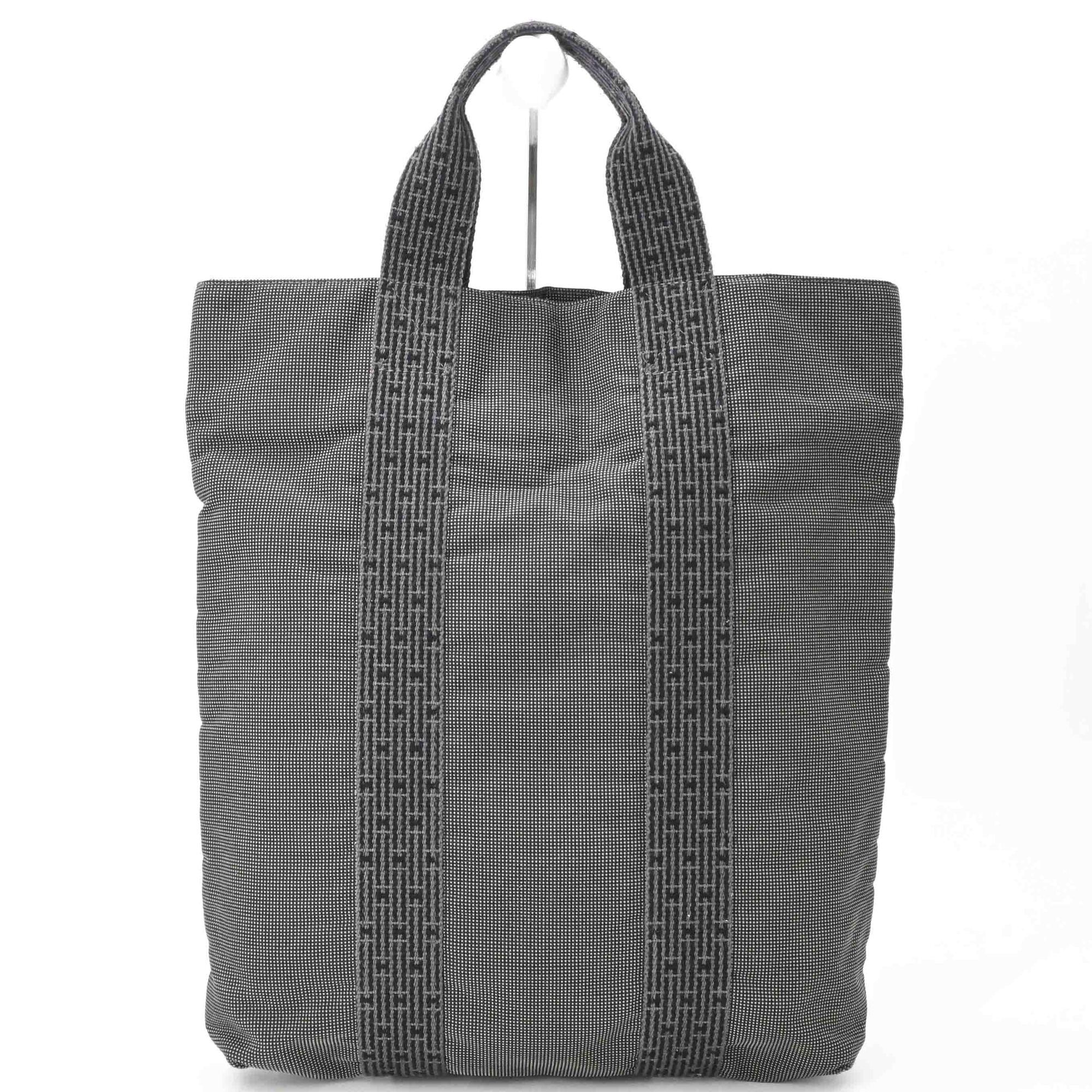 Hermes Gray Canvas Handbag Tote Bag (Pre-Owned)