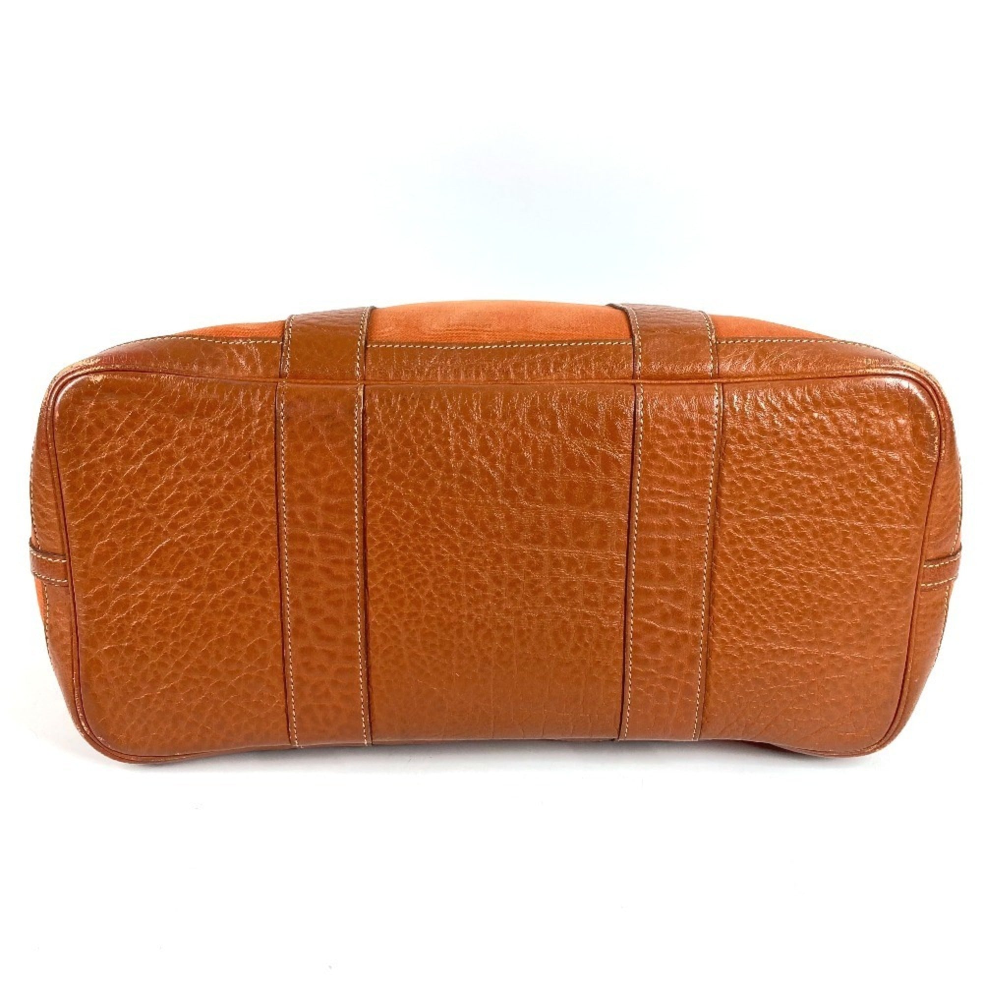 Hermes Orange Canvas Leather Handbag Shoulder Bag Tote Bag (Pre-Owned)