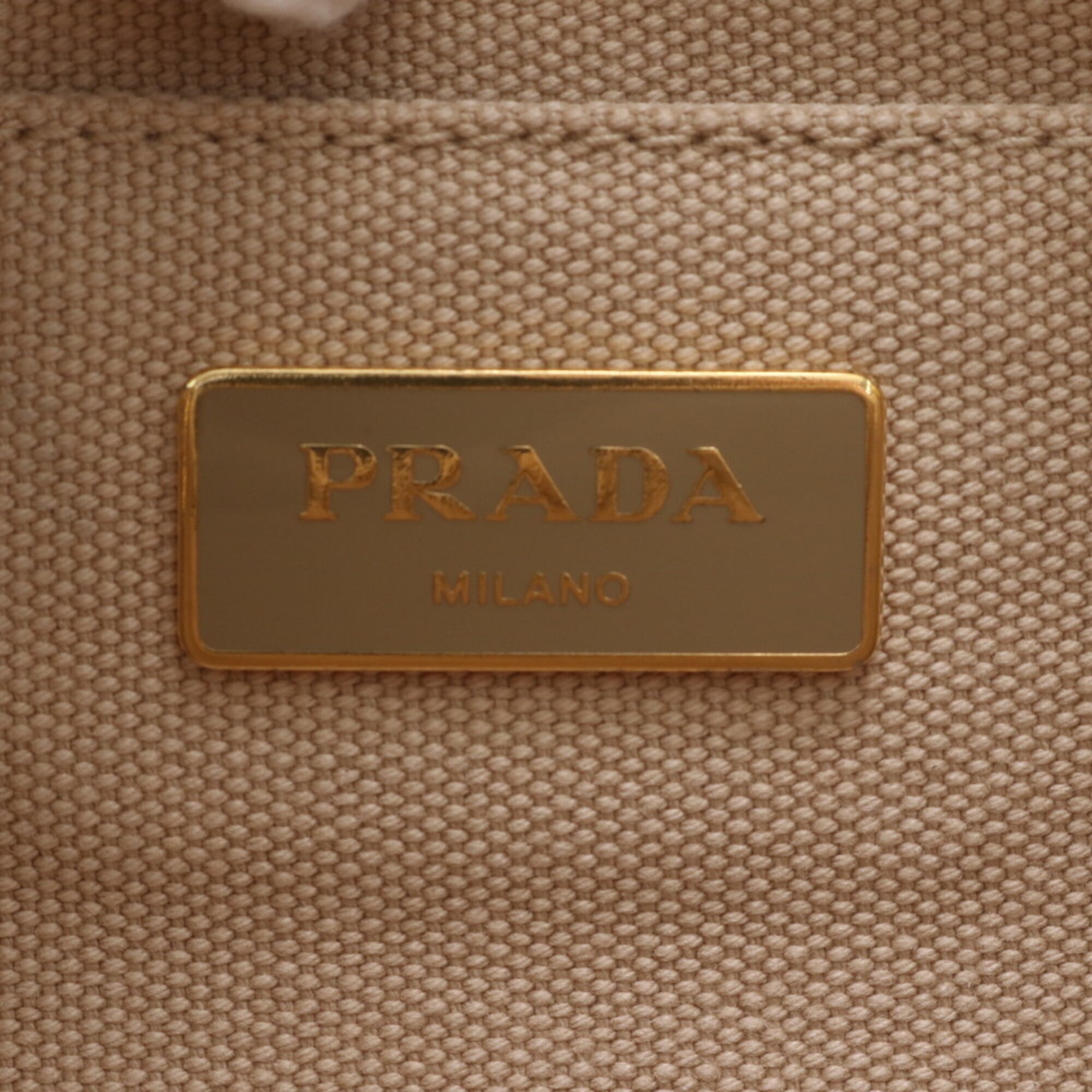 Prada Beige Leather Canvas Handbag Shoulder Bag Tote Bag (Pre-Owned)