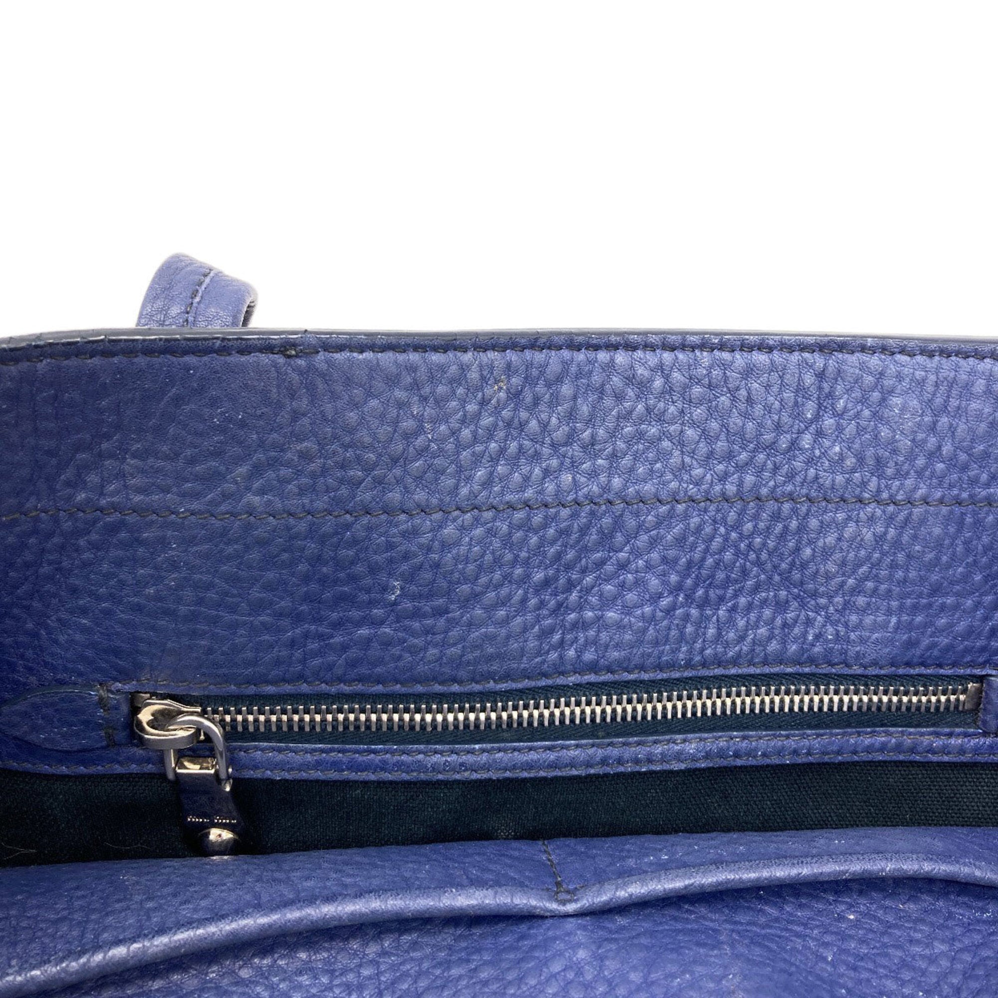 Miu Miu Blue Leather Tote Bag (Pre-Owned)