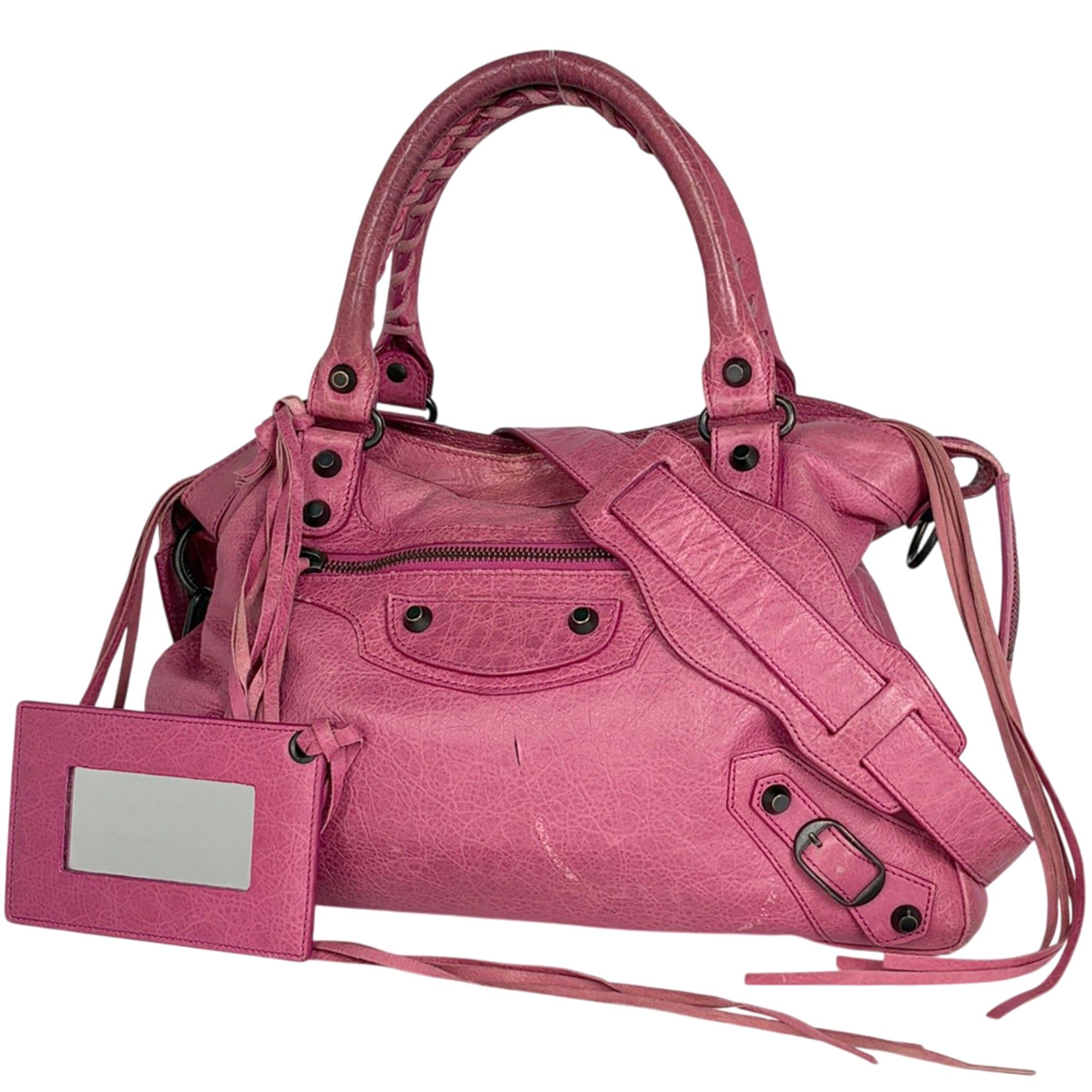 Balenciaga Pink Leather Handbag Shoulder Bag (Pre-Owned)