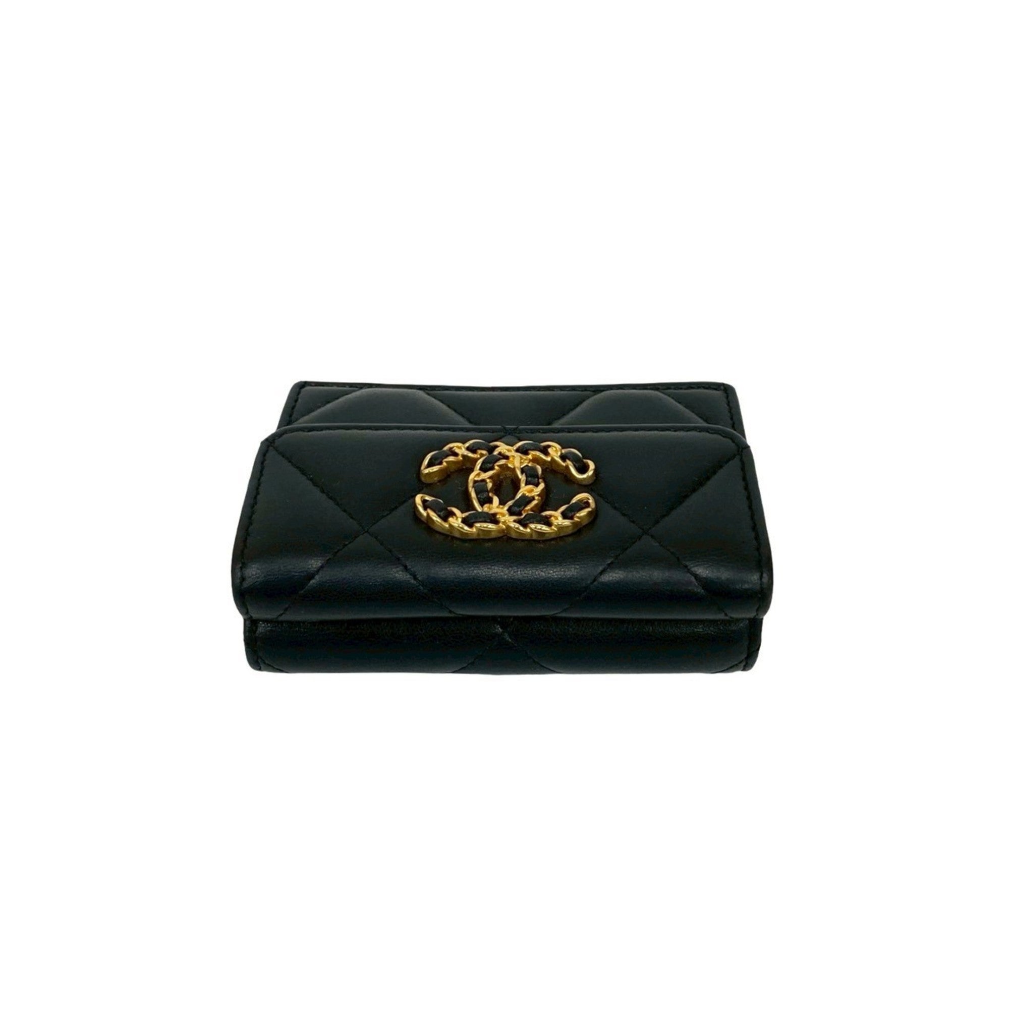 Chanel Black Leather Wallet (Tri-Fold) (Pre-Owned)