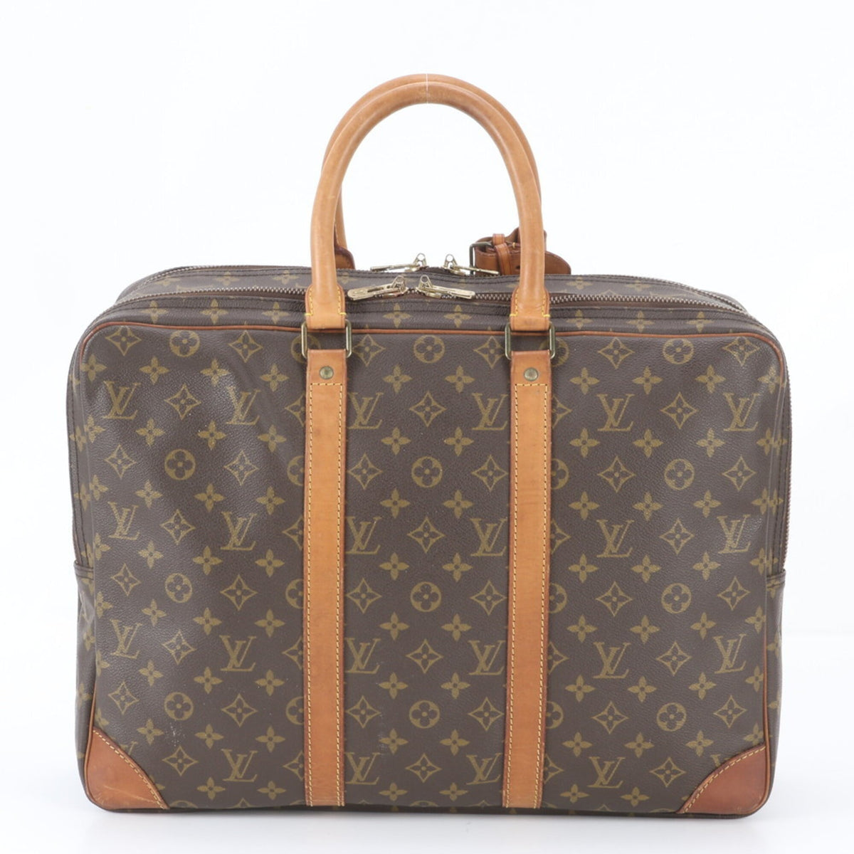 Louis Vuitton Brown Leather Coated Canvas Boston Bag Tote Bag (Pre-Owned)