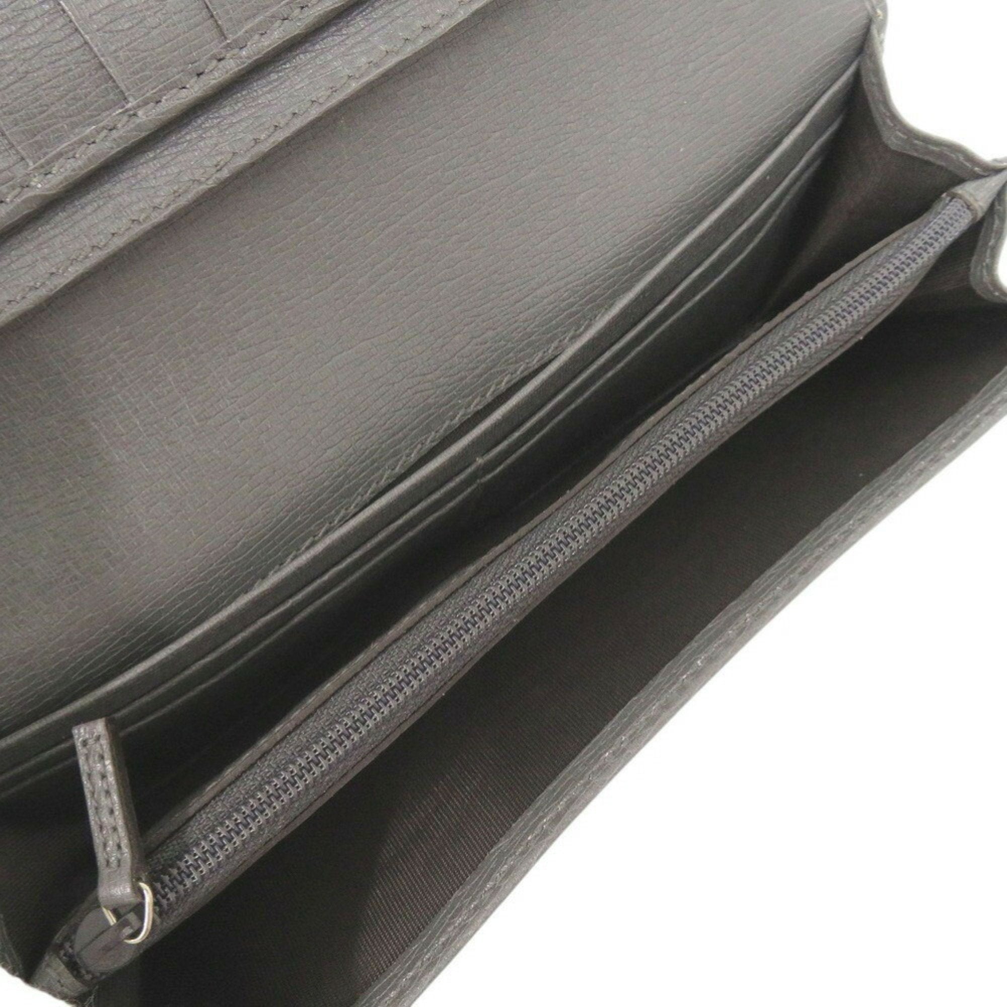 Gucci Gray Leather Long Wallet (Bi-Fold) (Pre-Owned)