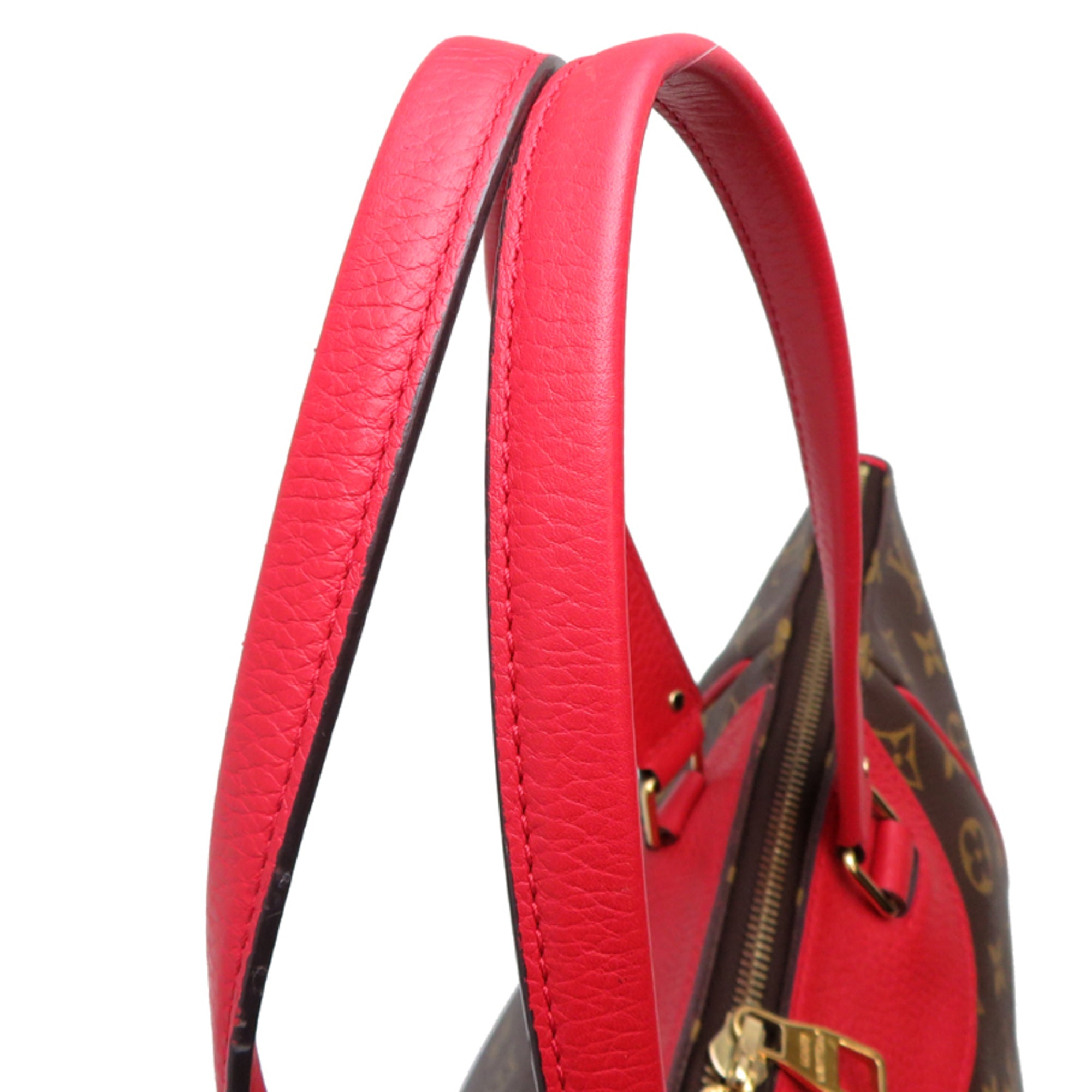 Louis Vuitton Brown Red Color Monogram Handbag (Pre-Owned)