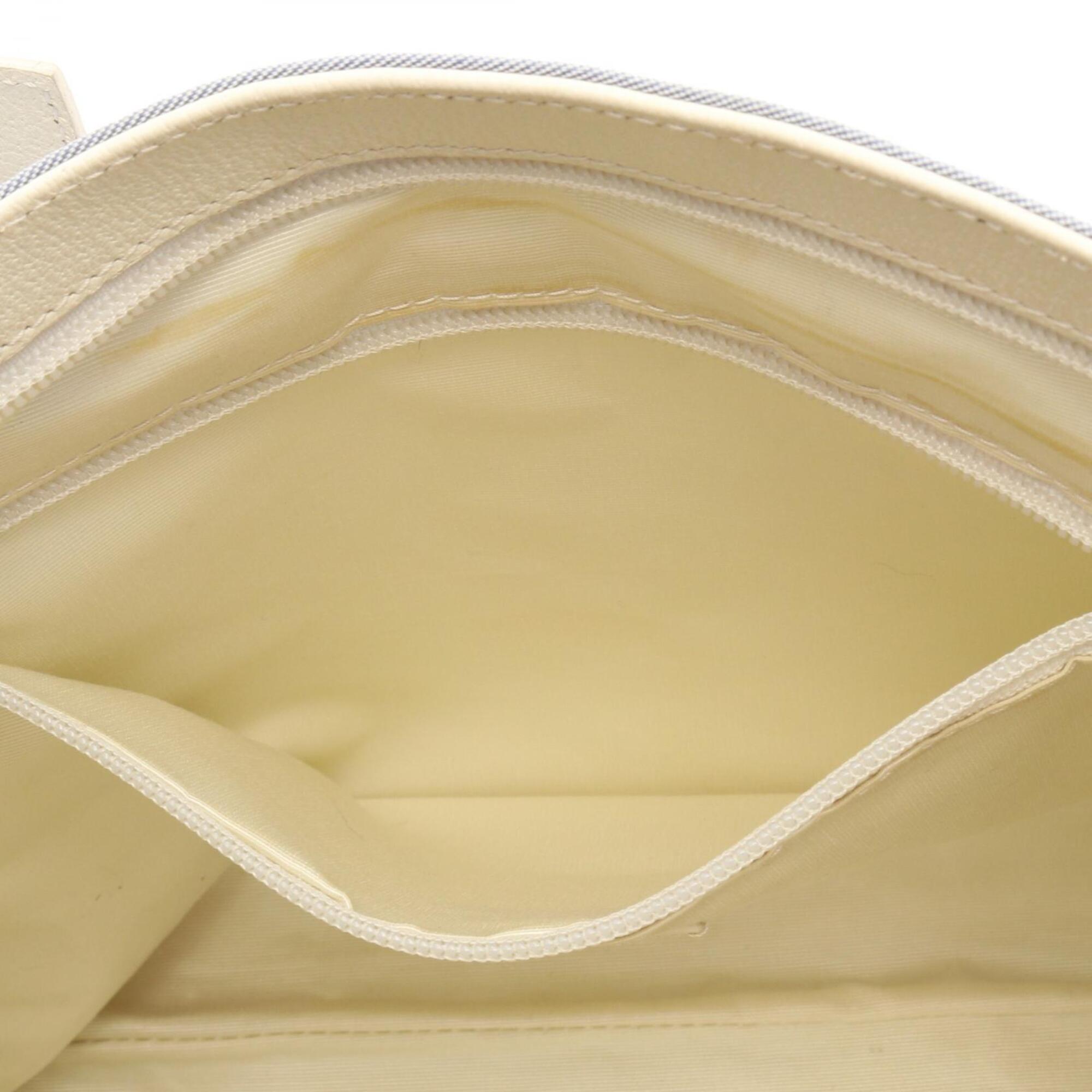 Bvlgari Blue White Canvas Leather Handbag Shoulder Bag (Pre-Owned)