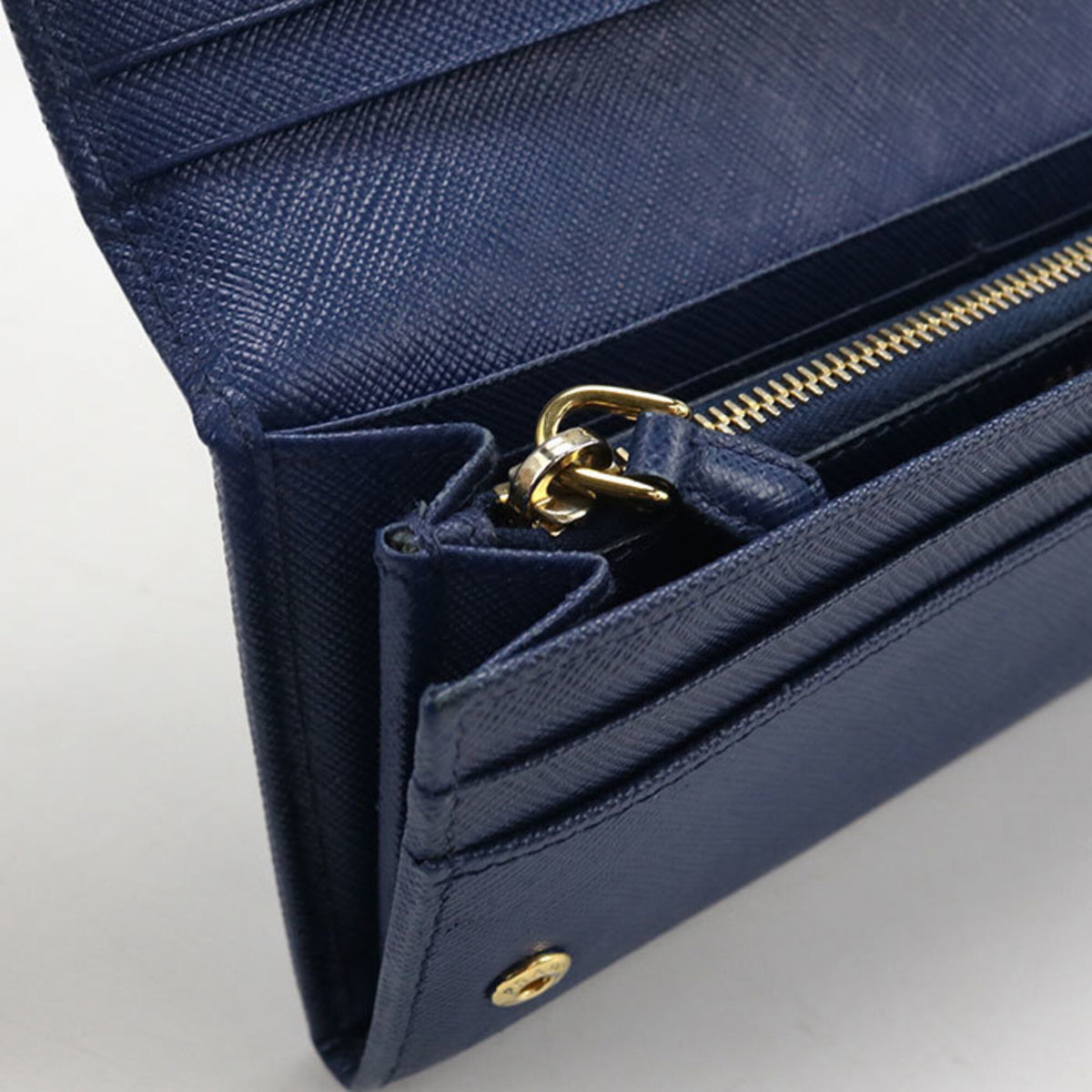 Prada Blue Leather Long Wallet (Bi-Fold) (Pre-Owned)