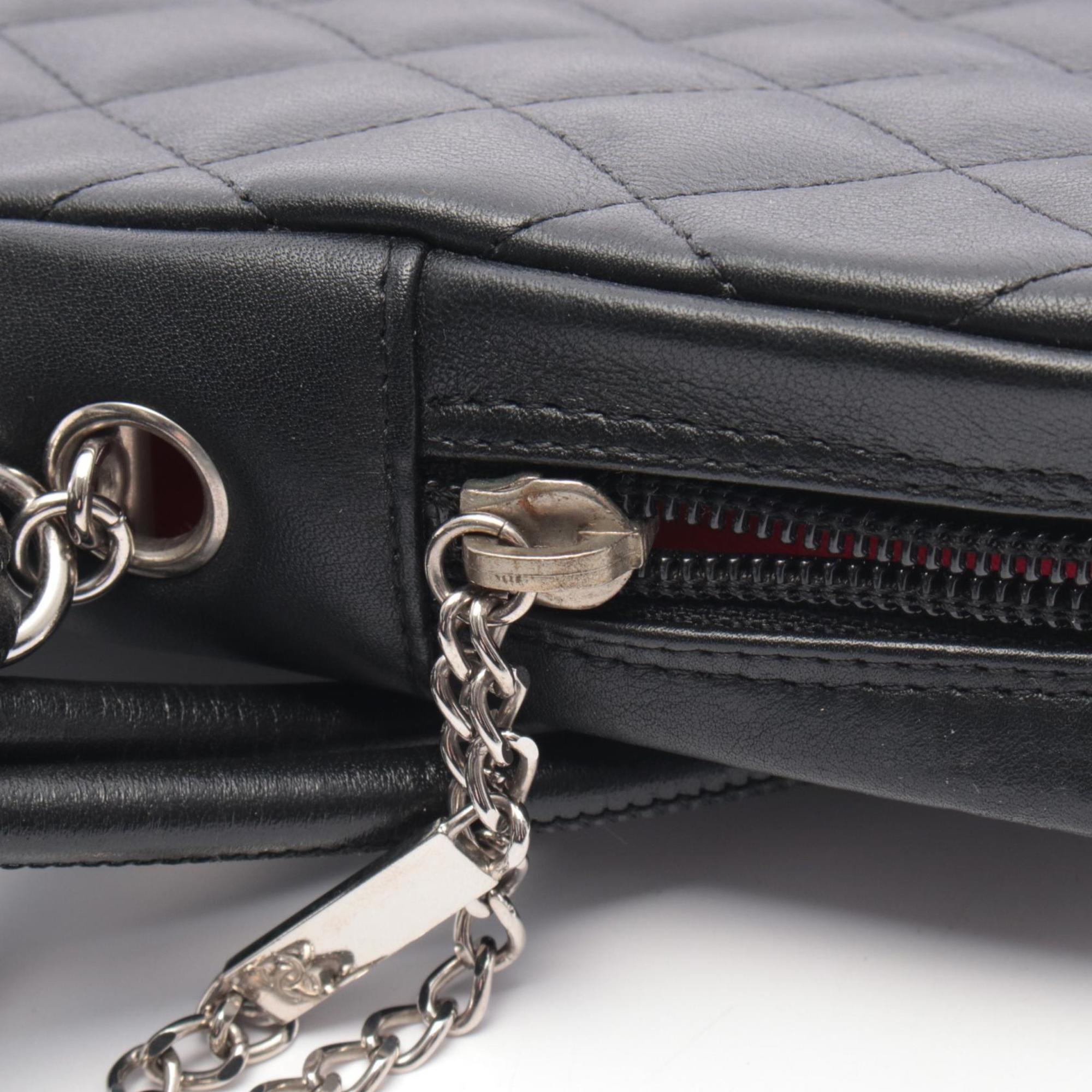 Chanel Black White Leather Handbag Shoulder Bag (Pre-Owned)
