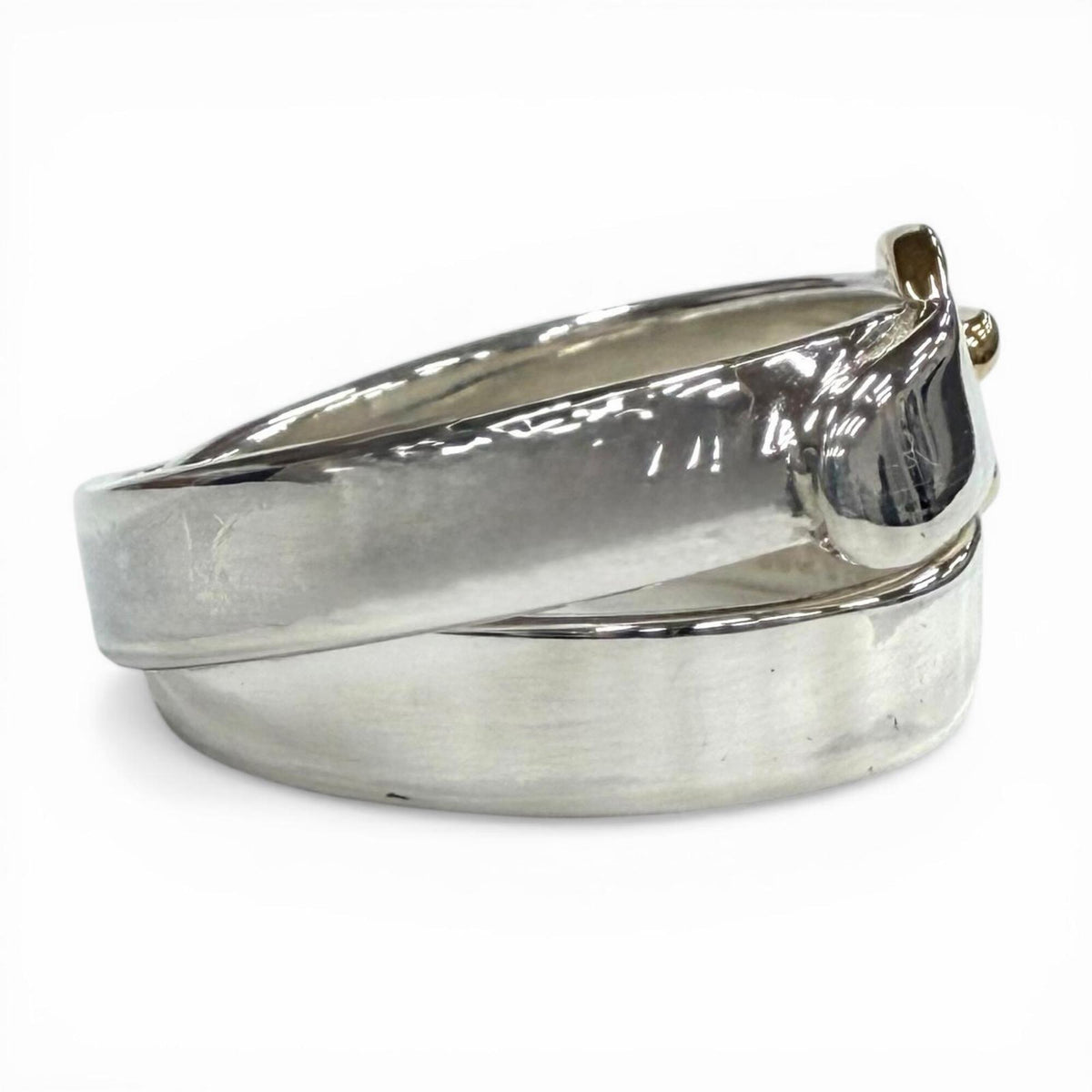 Hermes Gold Silver Silver 925 Band Ring (Pre-Owned)
