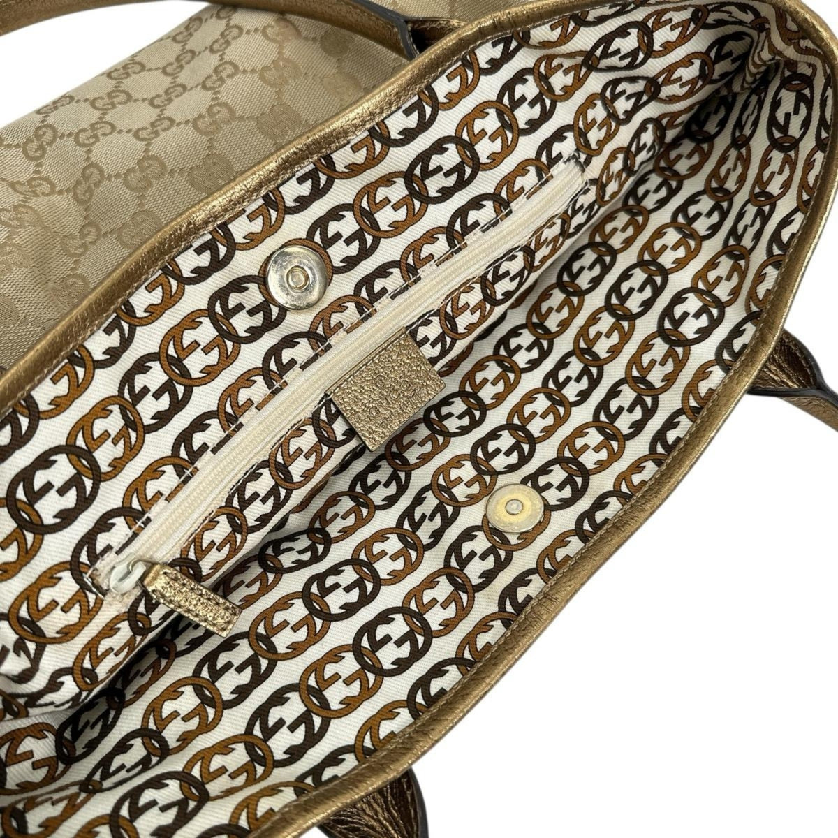Gucci Beige Gg Canvas Handbag Tote Bag (Pre-Owned)